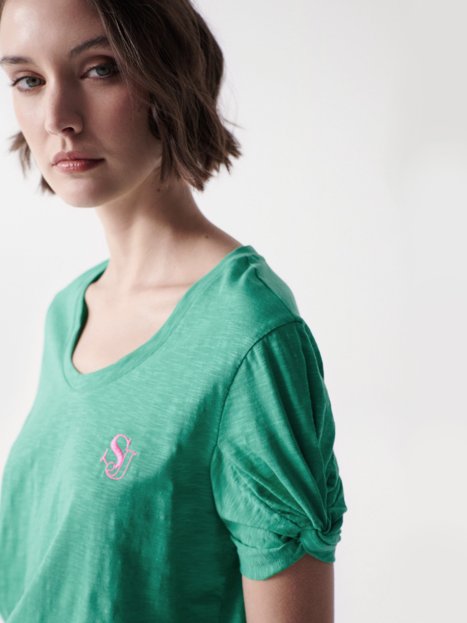detail Salsa Jeans dámské zelené tričko