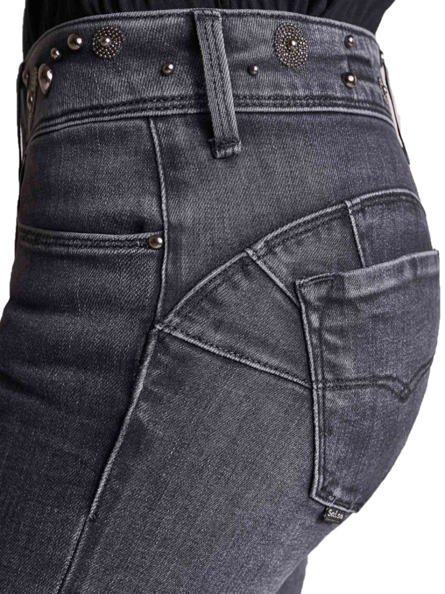 detail Salsa Jeans dámské šedé džíny