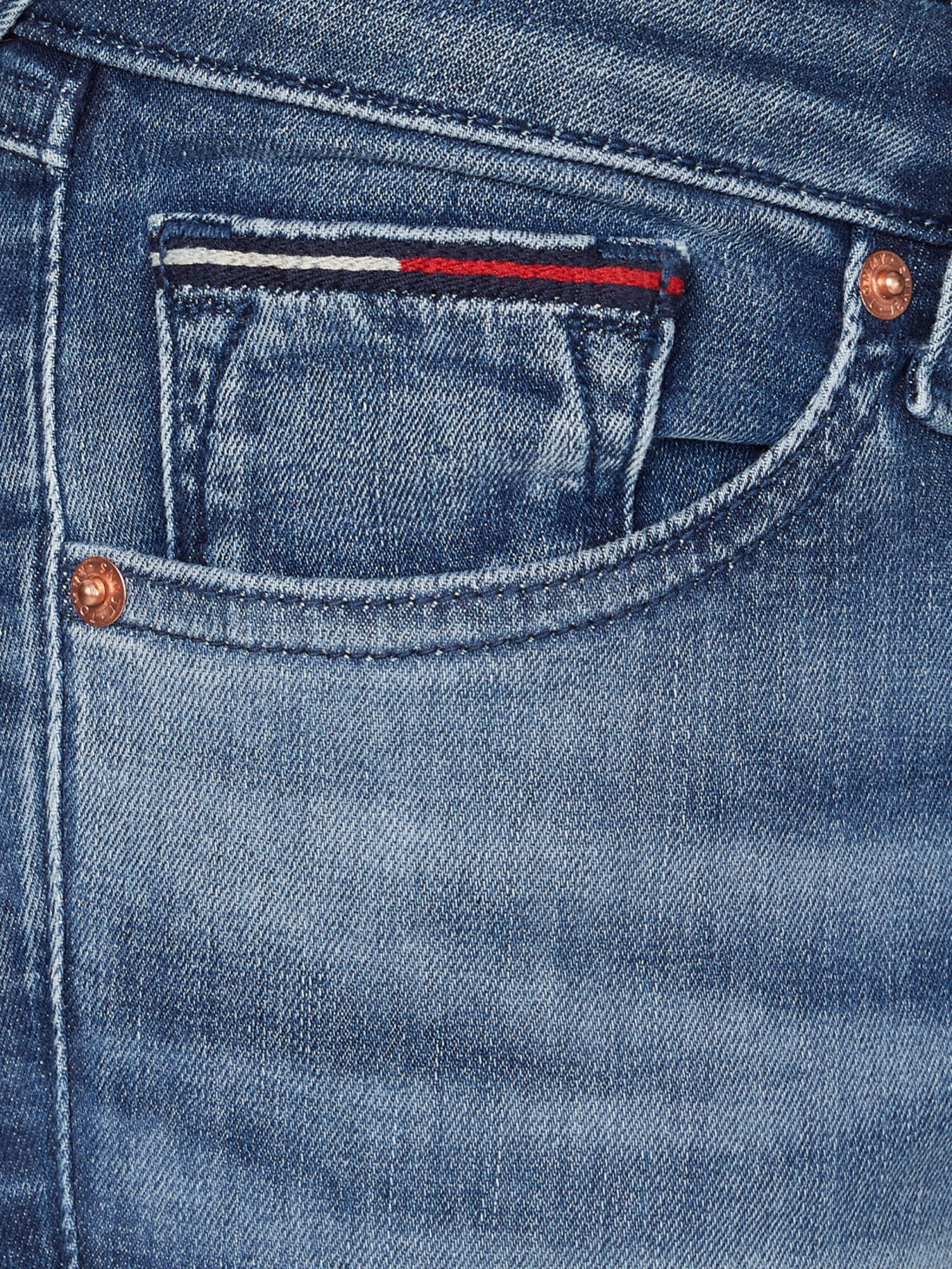 detail Tommy Jeans dámské tmavě modré džíny SOPHIE