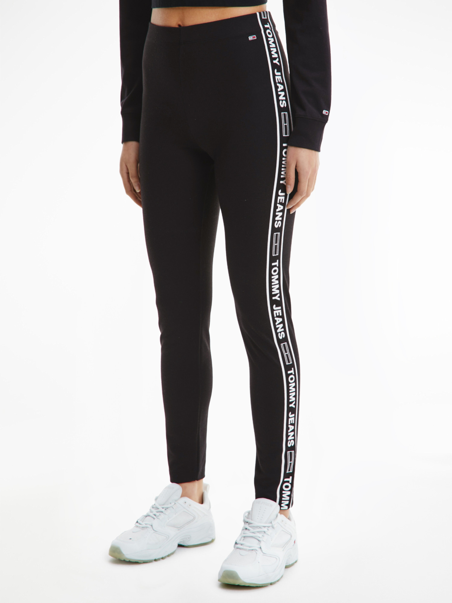 detail Tommy Jeans dámské černé legíny