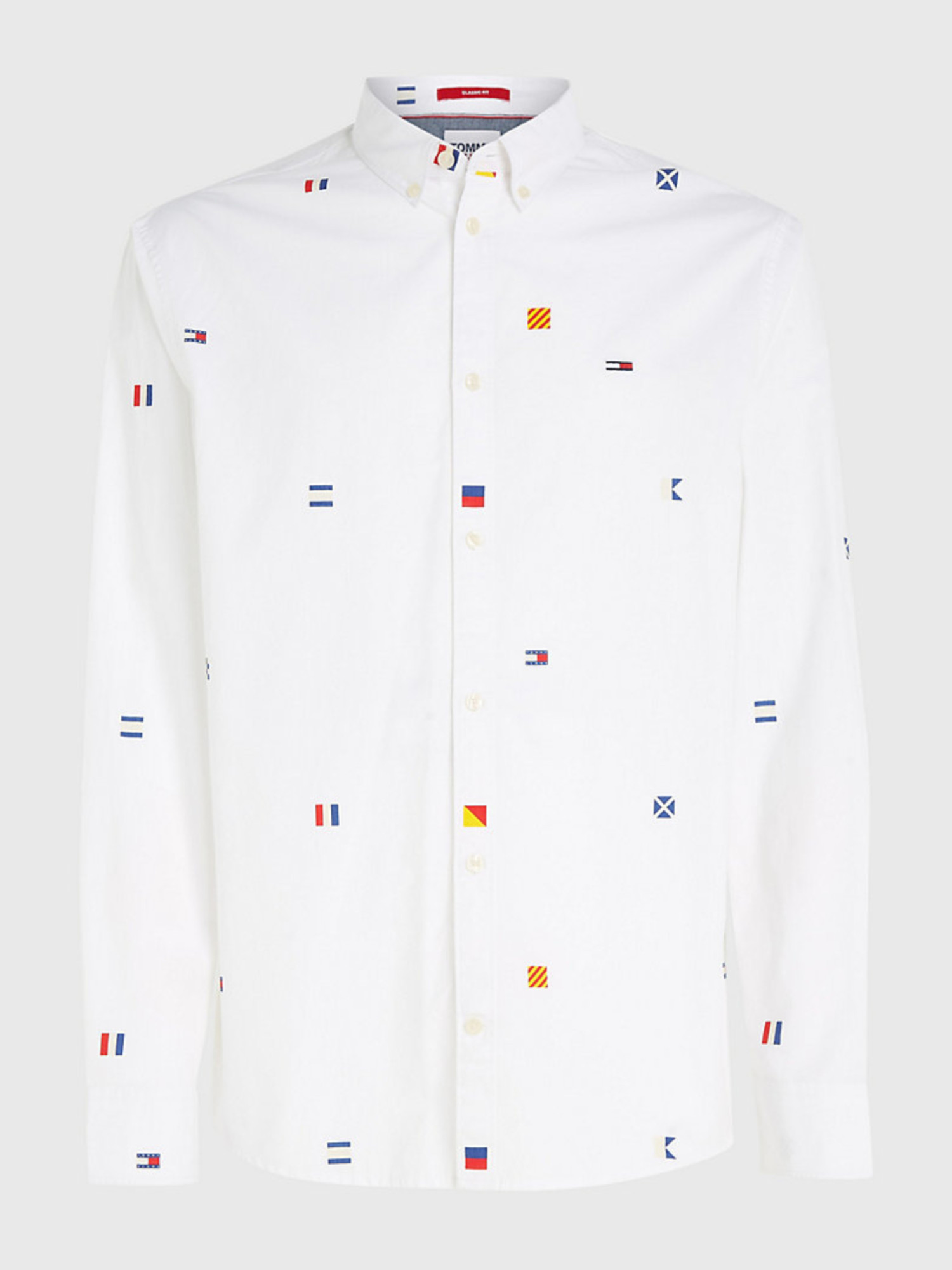 detail Tommy Jeans pánská bílá košile FLAG CRITTER