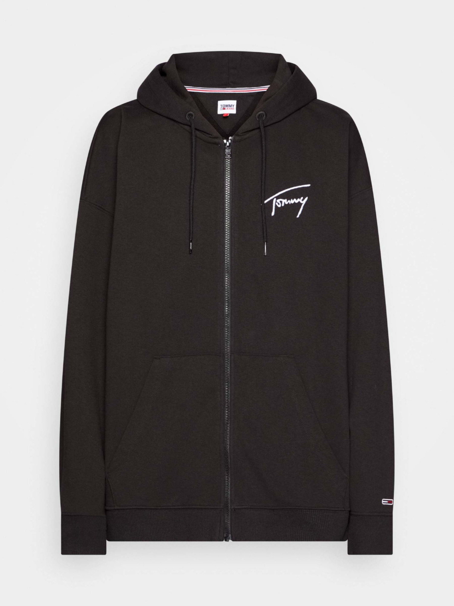 detail Tommy Jeans dámská černá mikina SIGNATURE ZIP THRU
