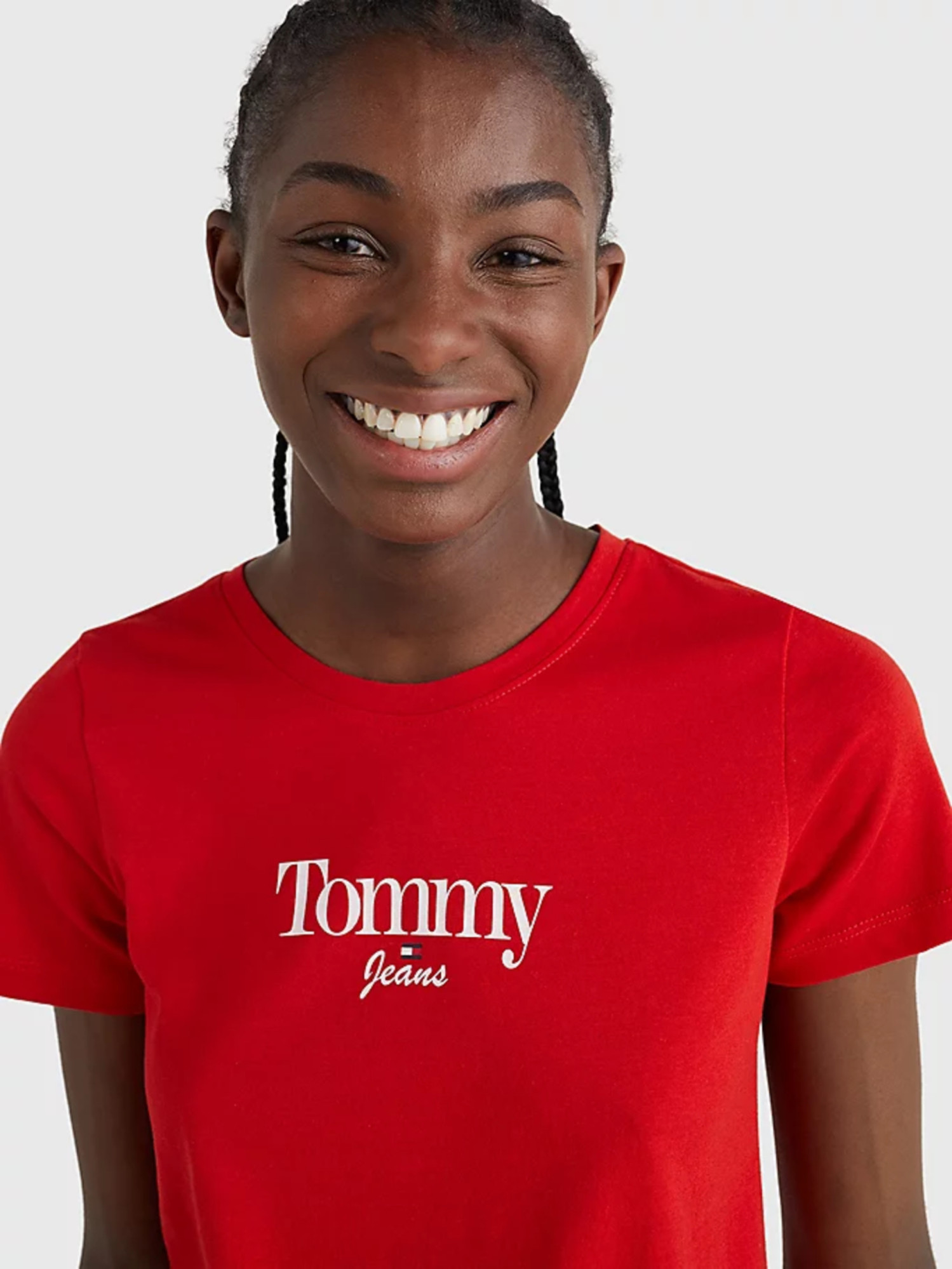 detail Tommy Jeans dámské červené triko