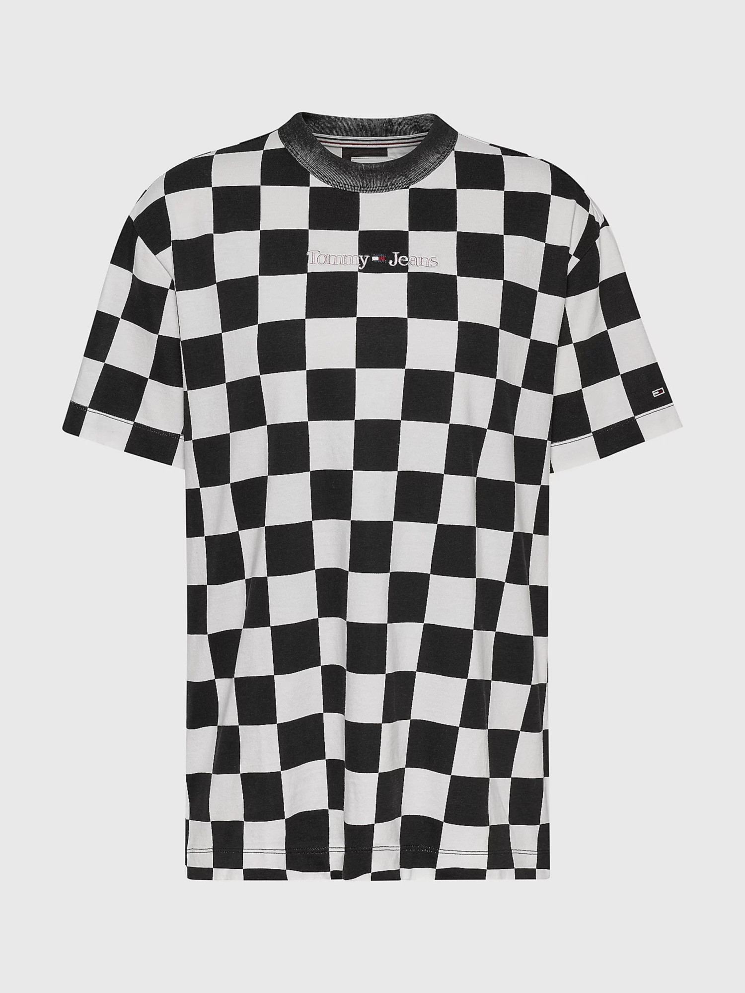 detail Tommy Jeans dámské černo-bílé triko CHECKER