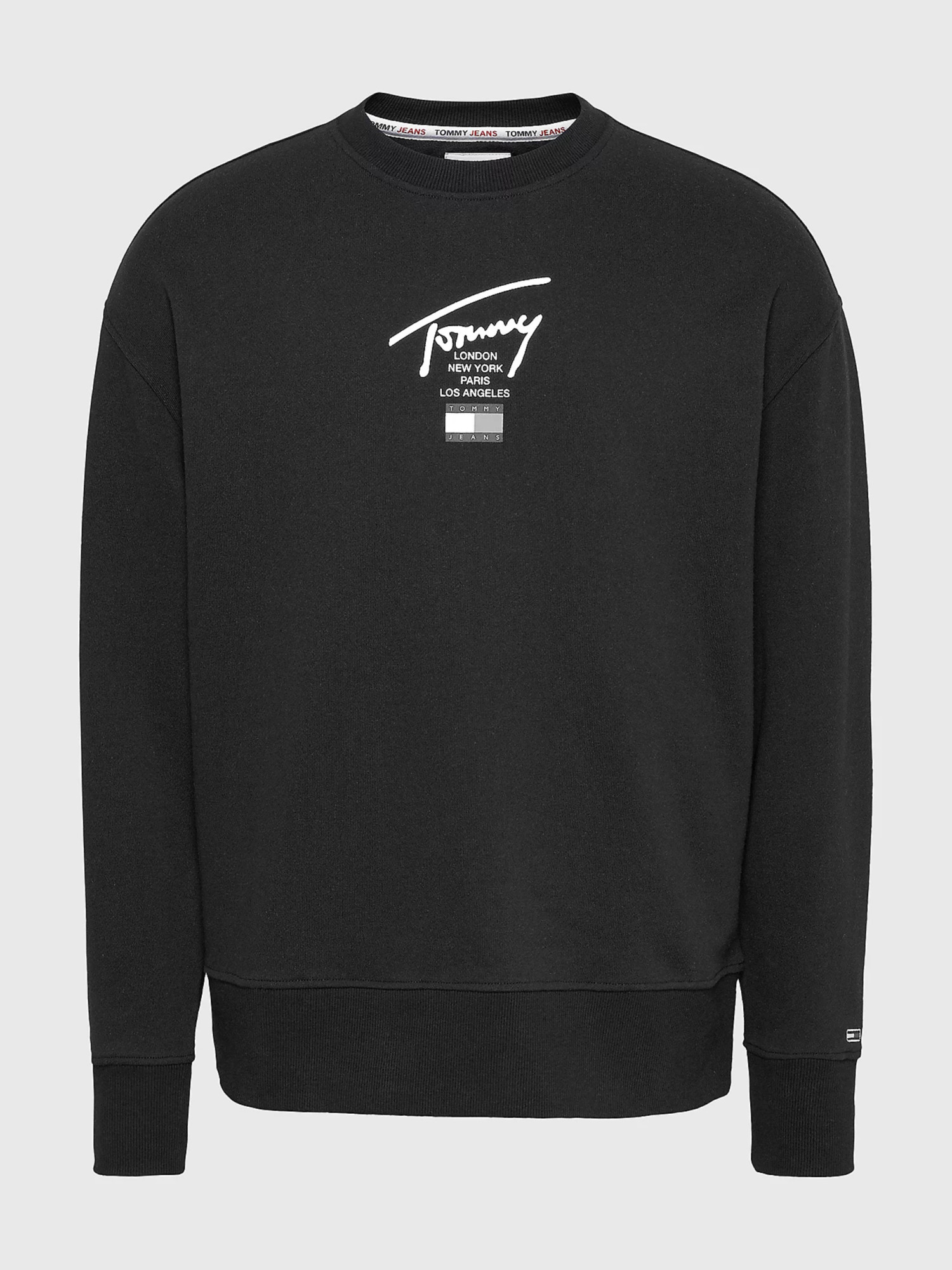 detail Tommy Jeans pánská černá mikina MODERN ESSENTIAL SIG CREW