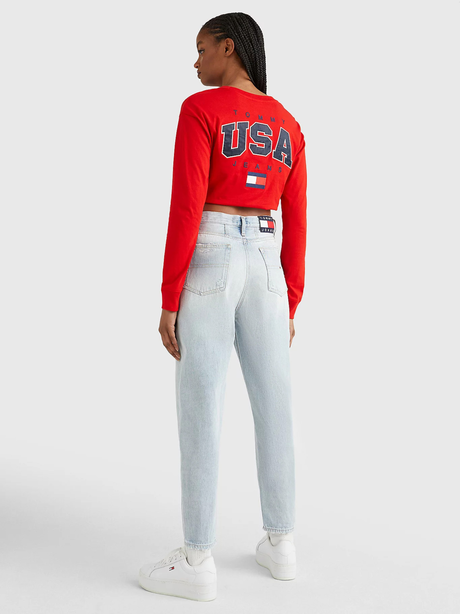 detail Tommy Jeans dámské světle modré džíny