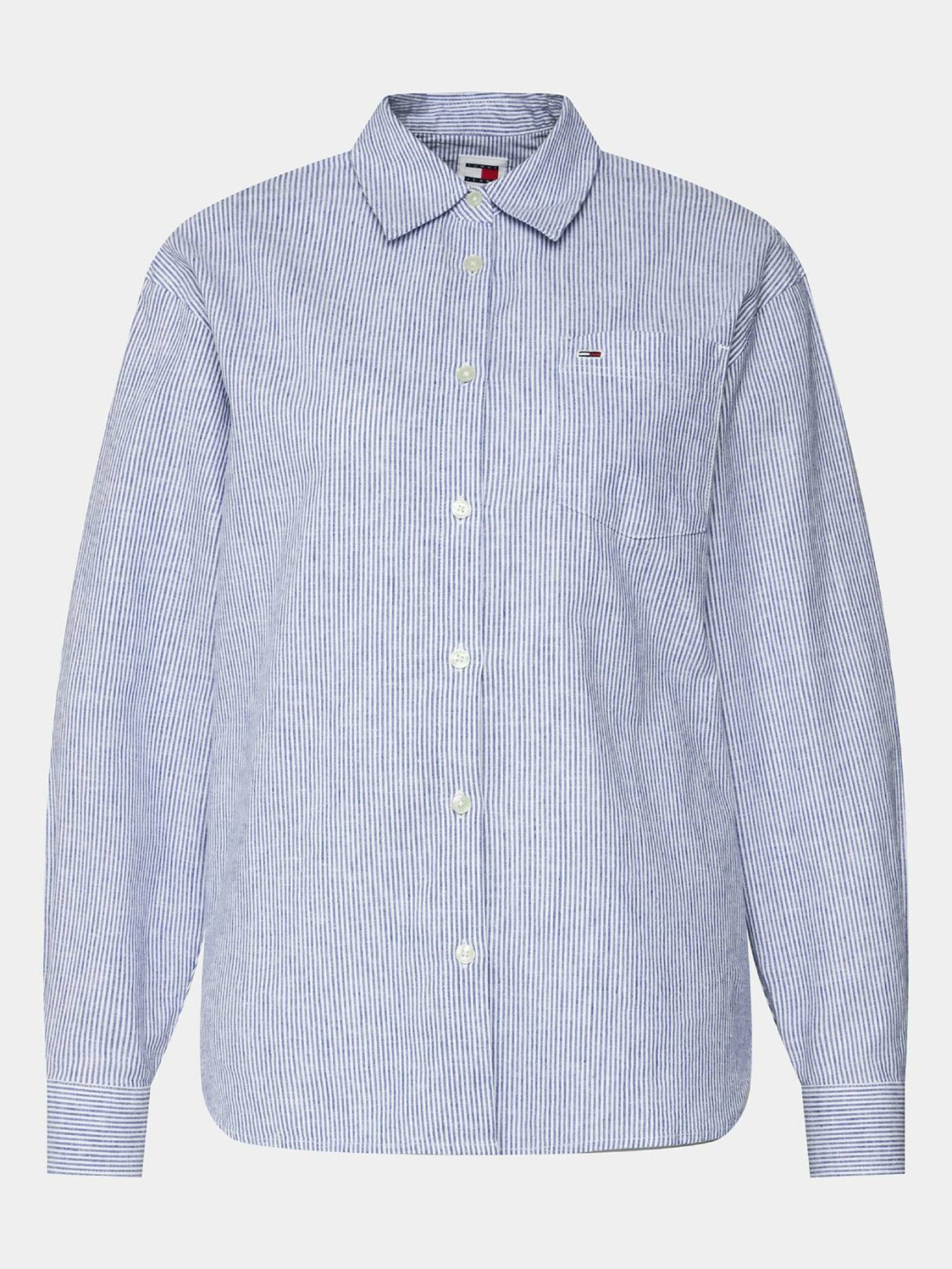 detail Tommy Jeans dámská pruhovaná modrá košile
