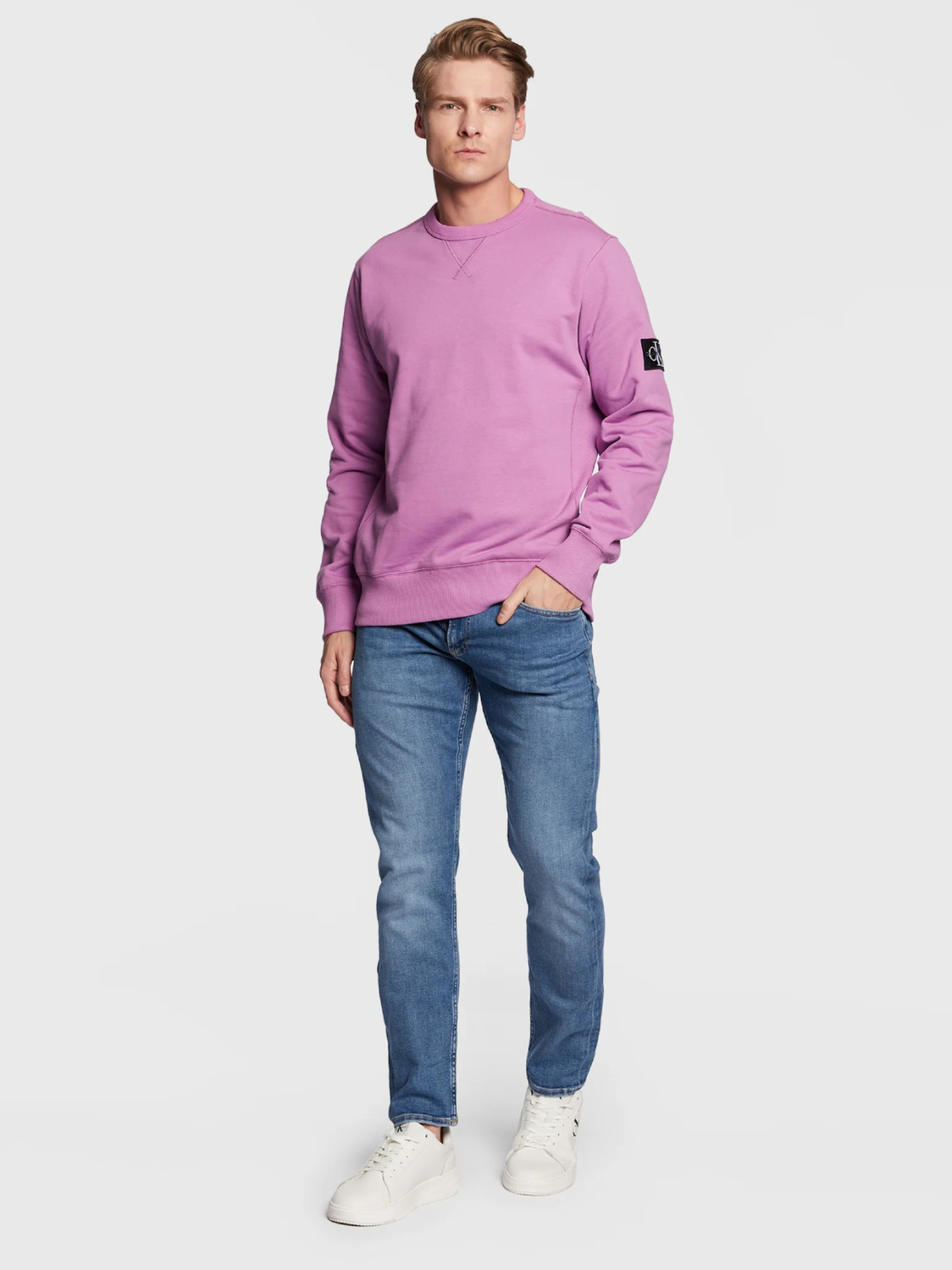 detail Calvin Klein pánské modré džíny SLIM