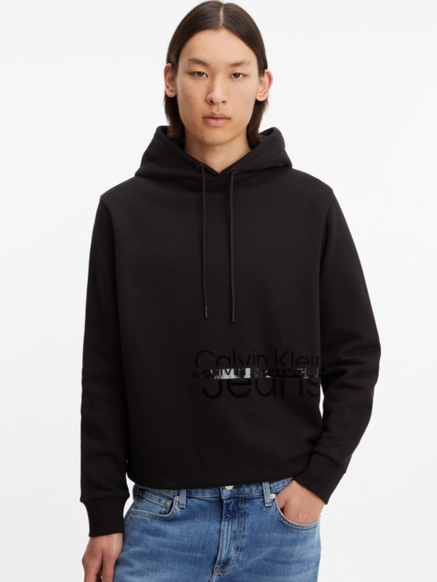 detail Calvin Klein pánská černá mikina