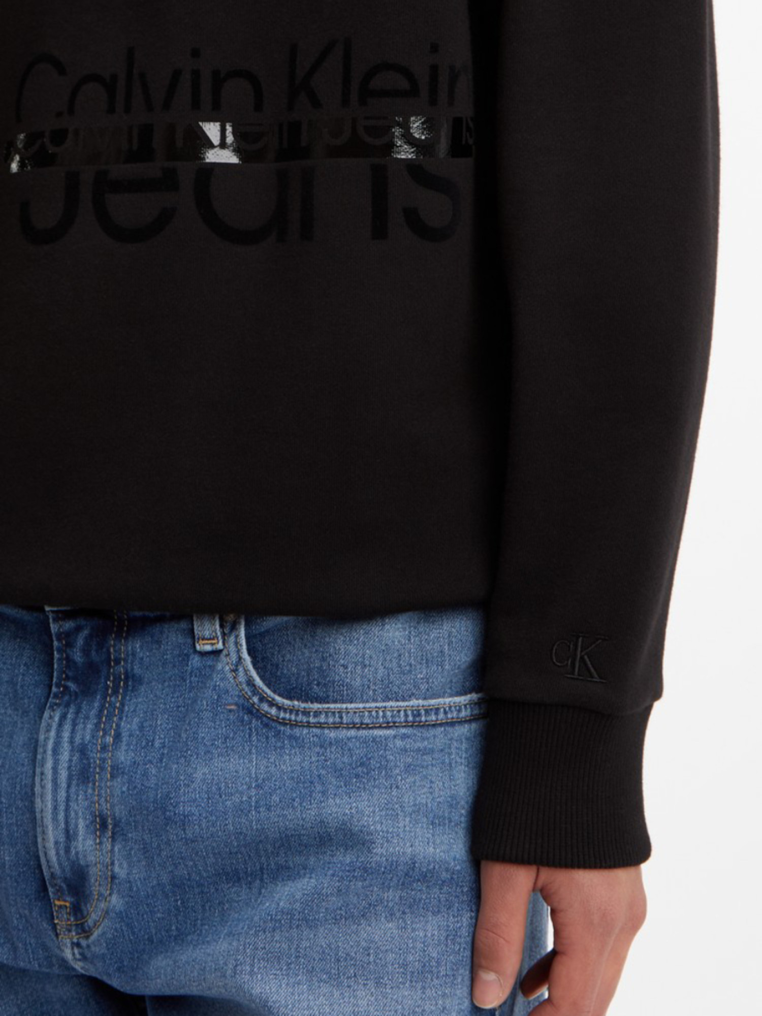 detail Calvin Klein pánská černá mikina