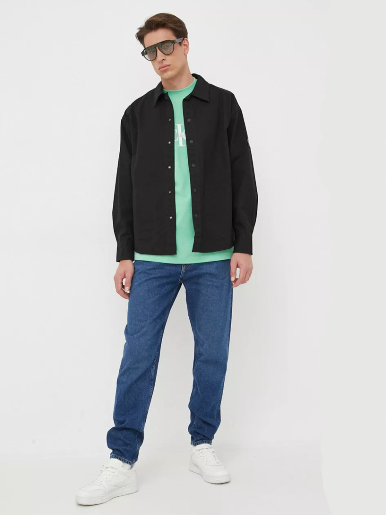 detail Calvin Klein pánské zelené tričko