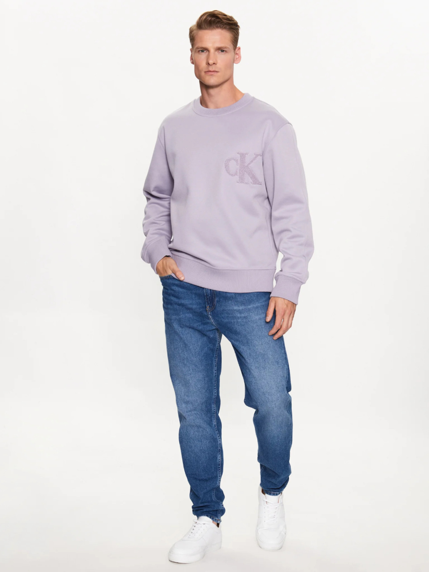 detail Calvin Klein pánská fialová mikina