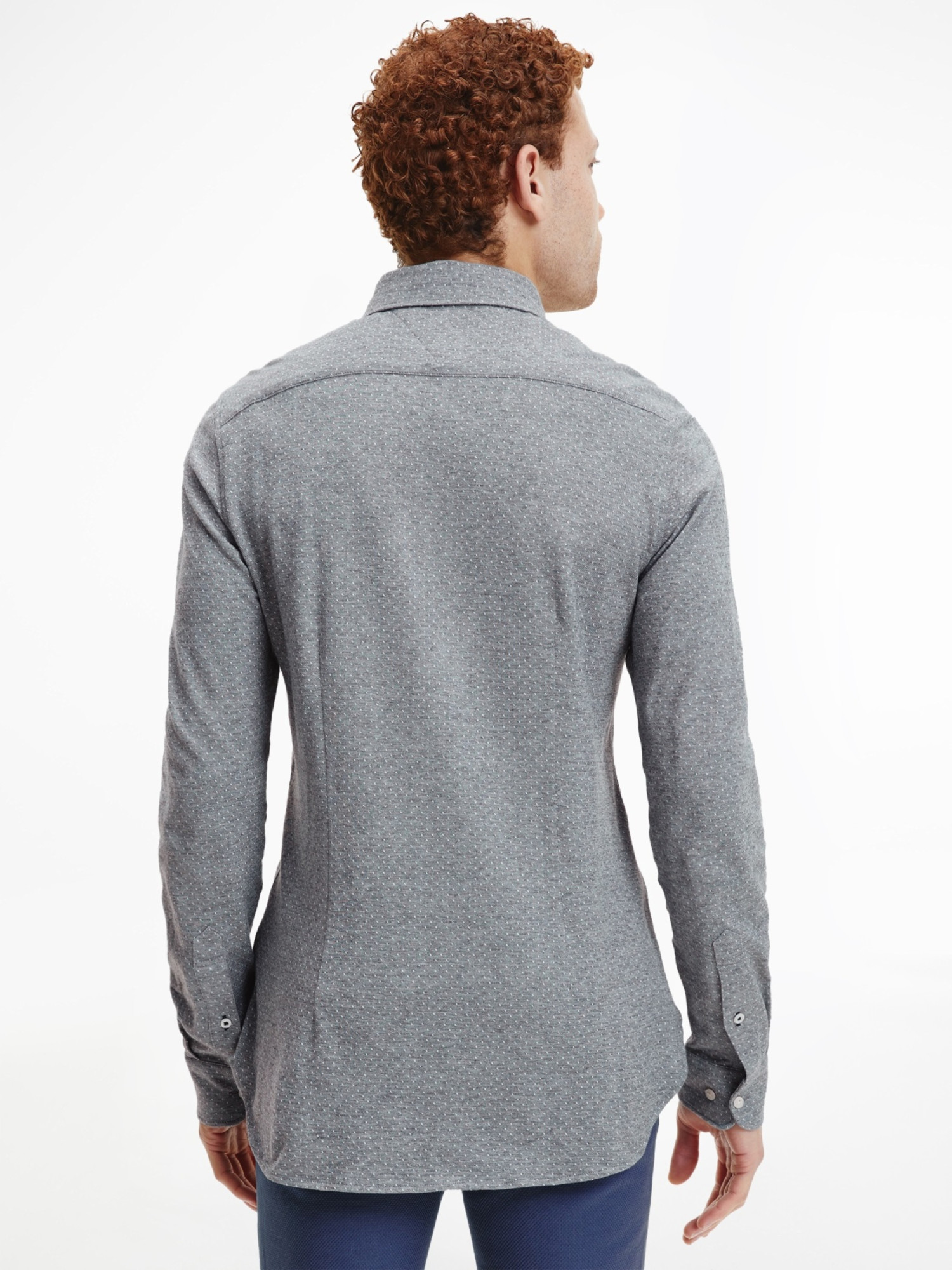 detail Tommy Hilfiger pánská šedá košile Dobby