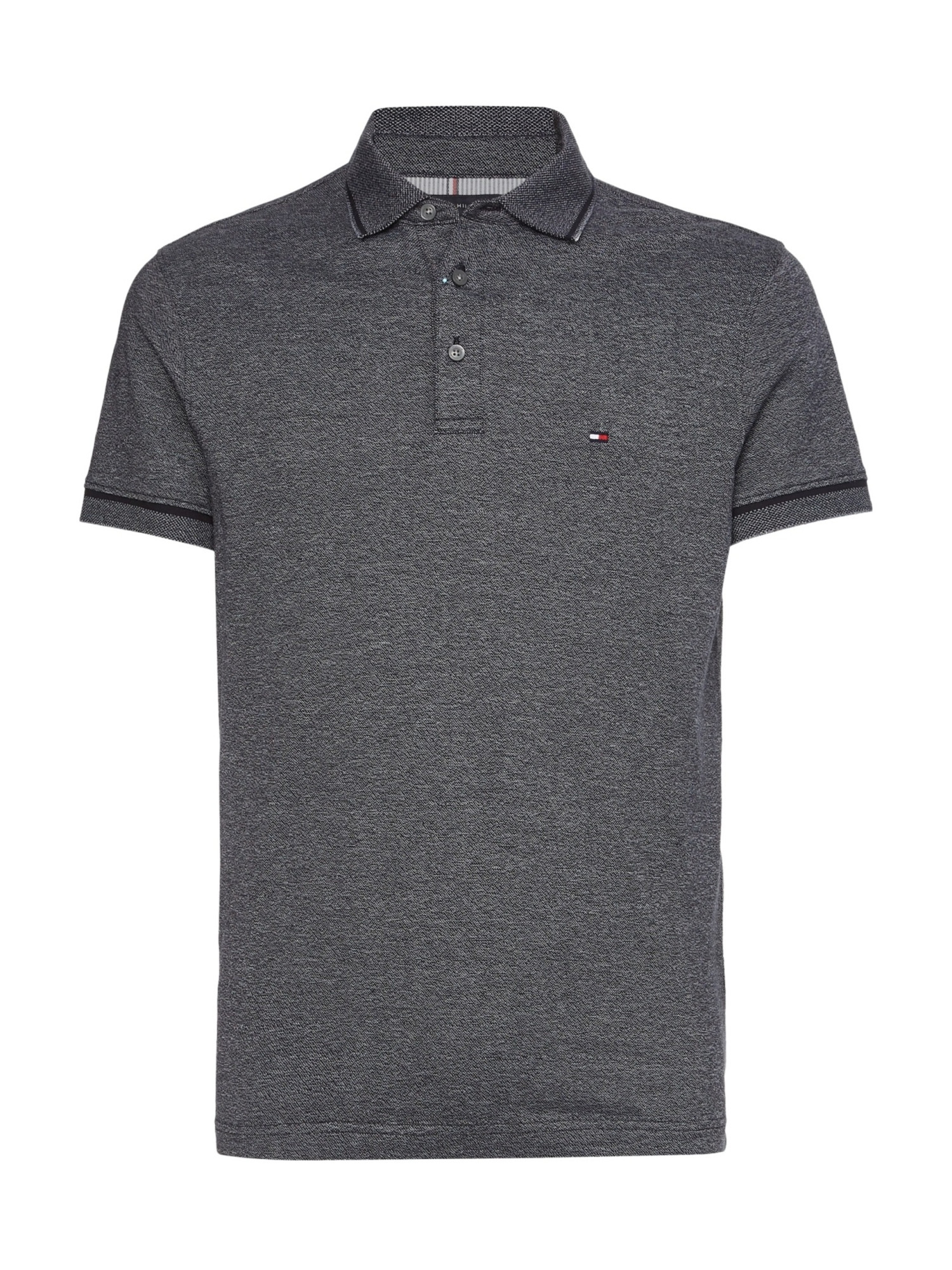 detail Tommy Hilfiger pánské modré polo triko Mouline