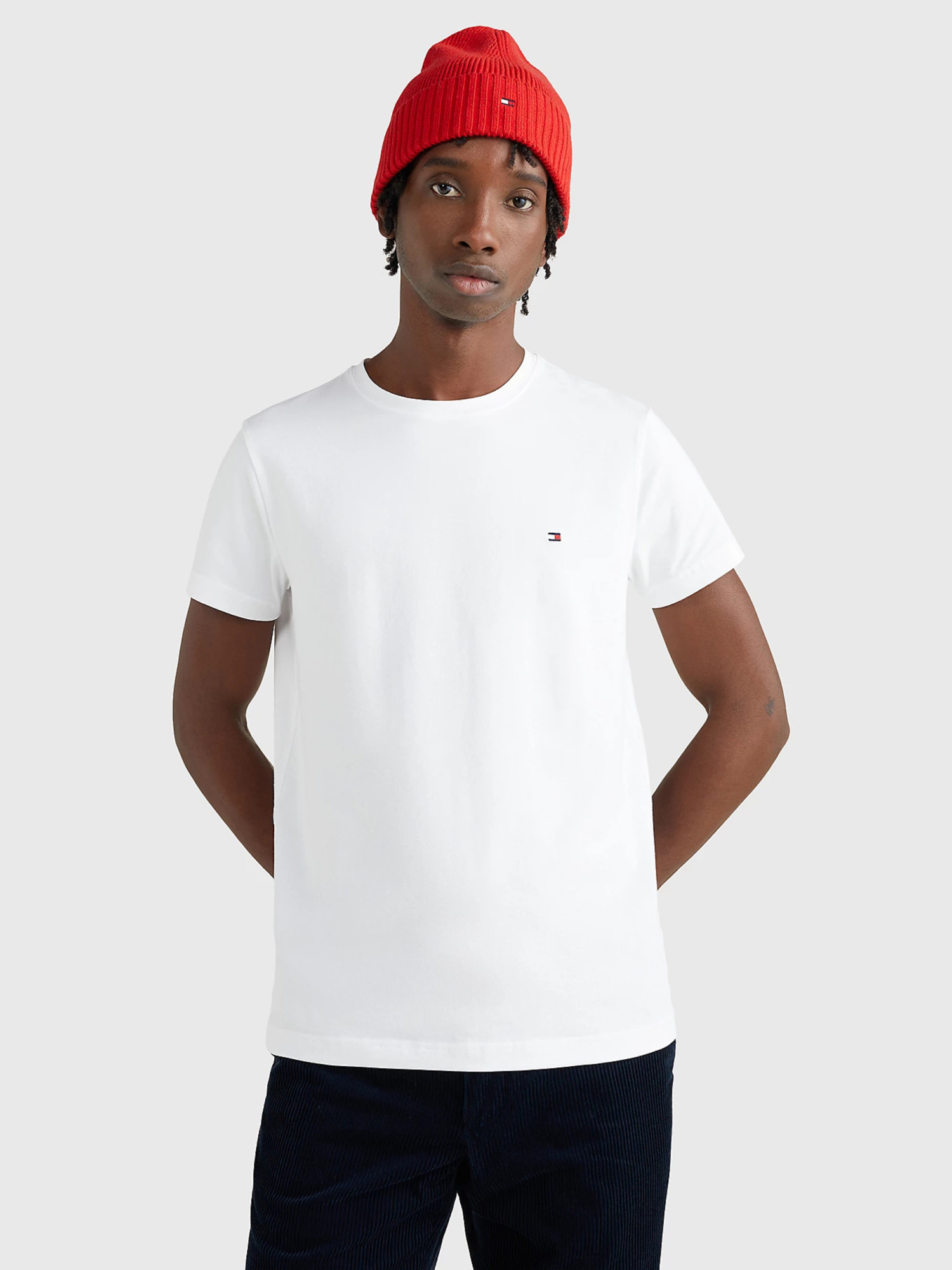 detail Tommy Hilfiger pánské bílé triko Slim