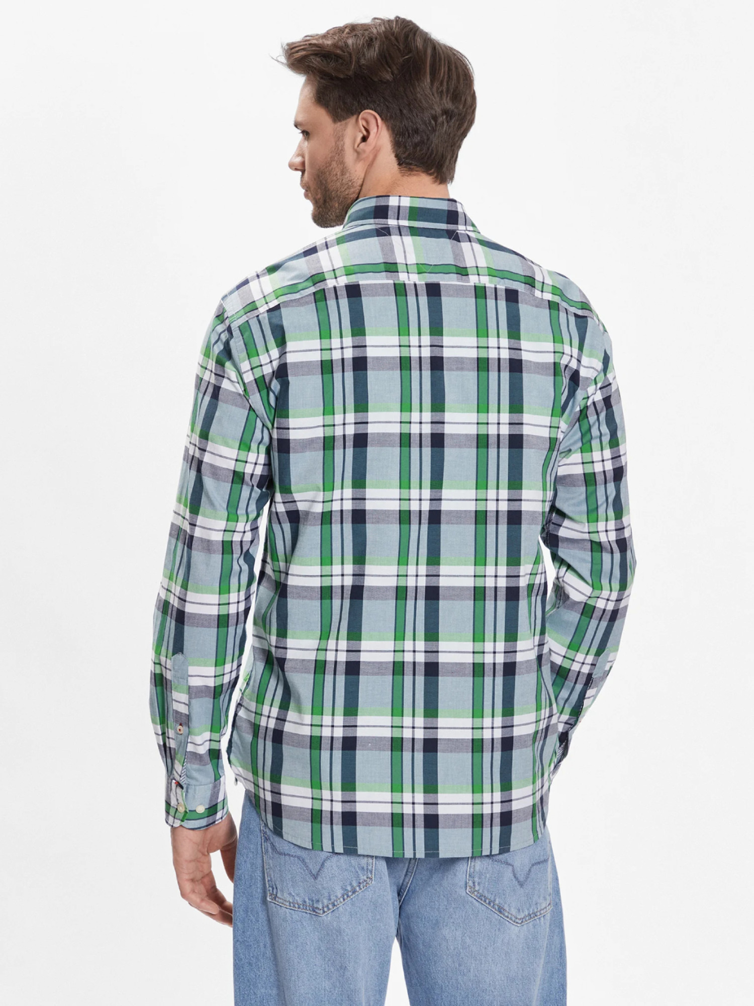 detail Tommy Hilfiger pánská kostkovaná košile