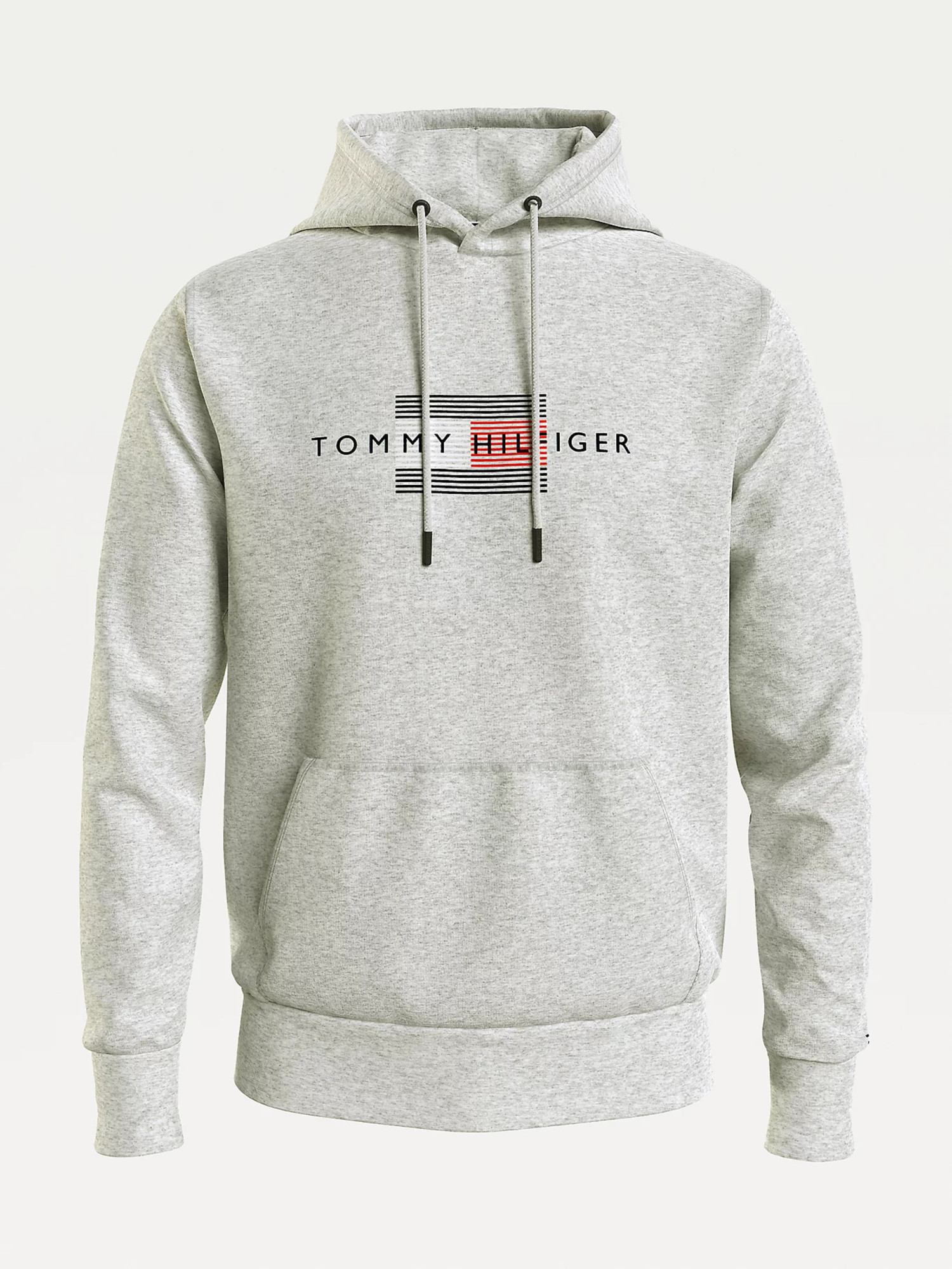 detail Tommy Hilfiger pánská šedá mikina s kapucí