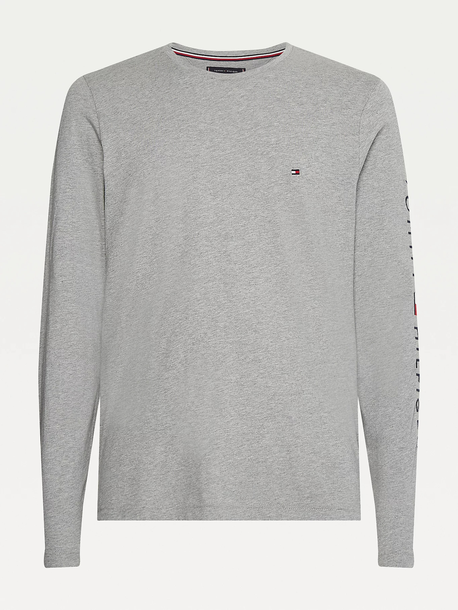 detail Tommy Hilfiger pánské šedé triko s dlouhým rukávem