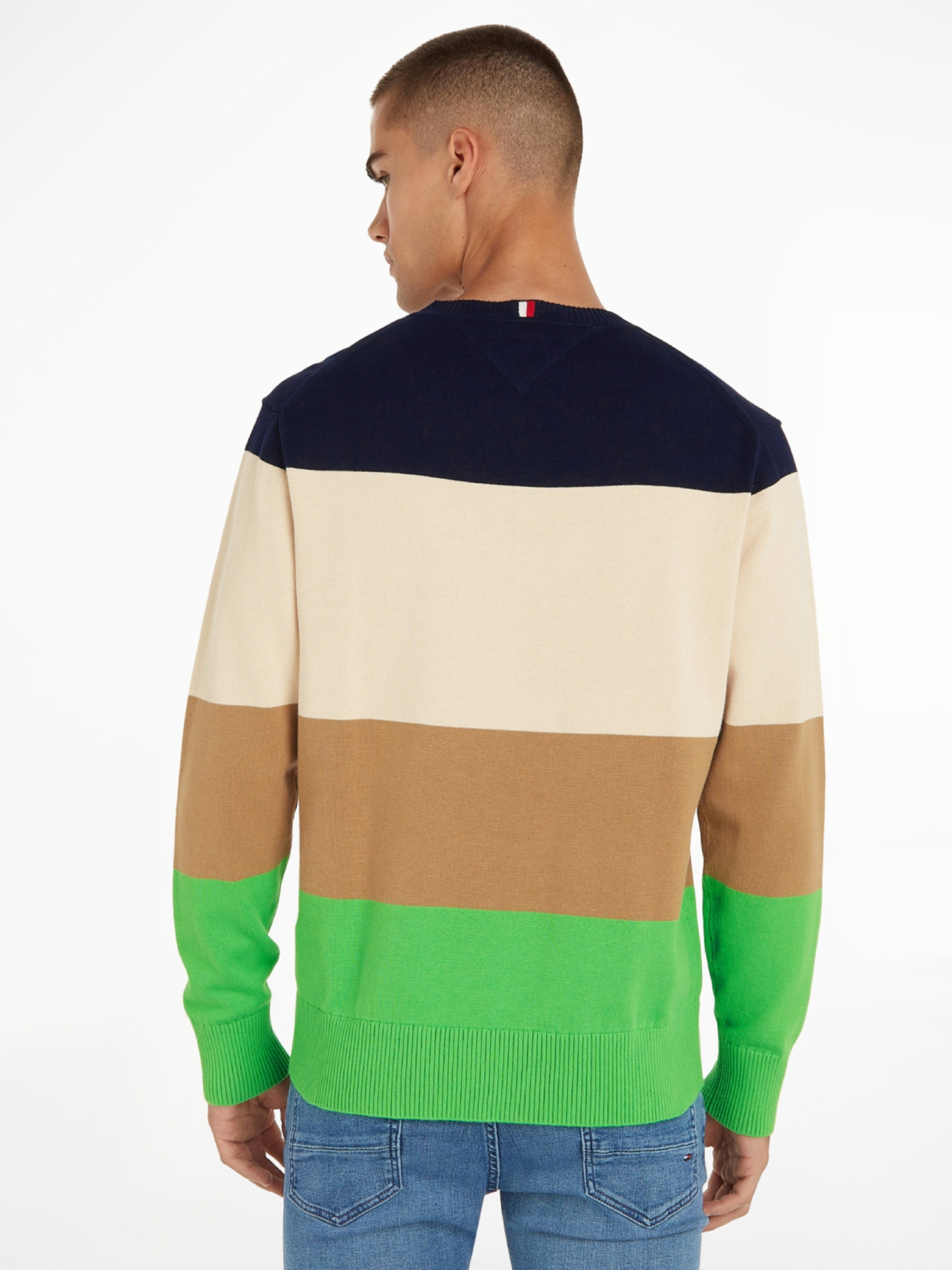 detail Tommy Hilfiger pánský vícebarevný svetr Colourblock