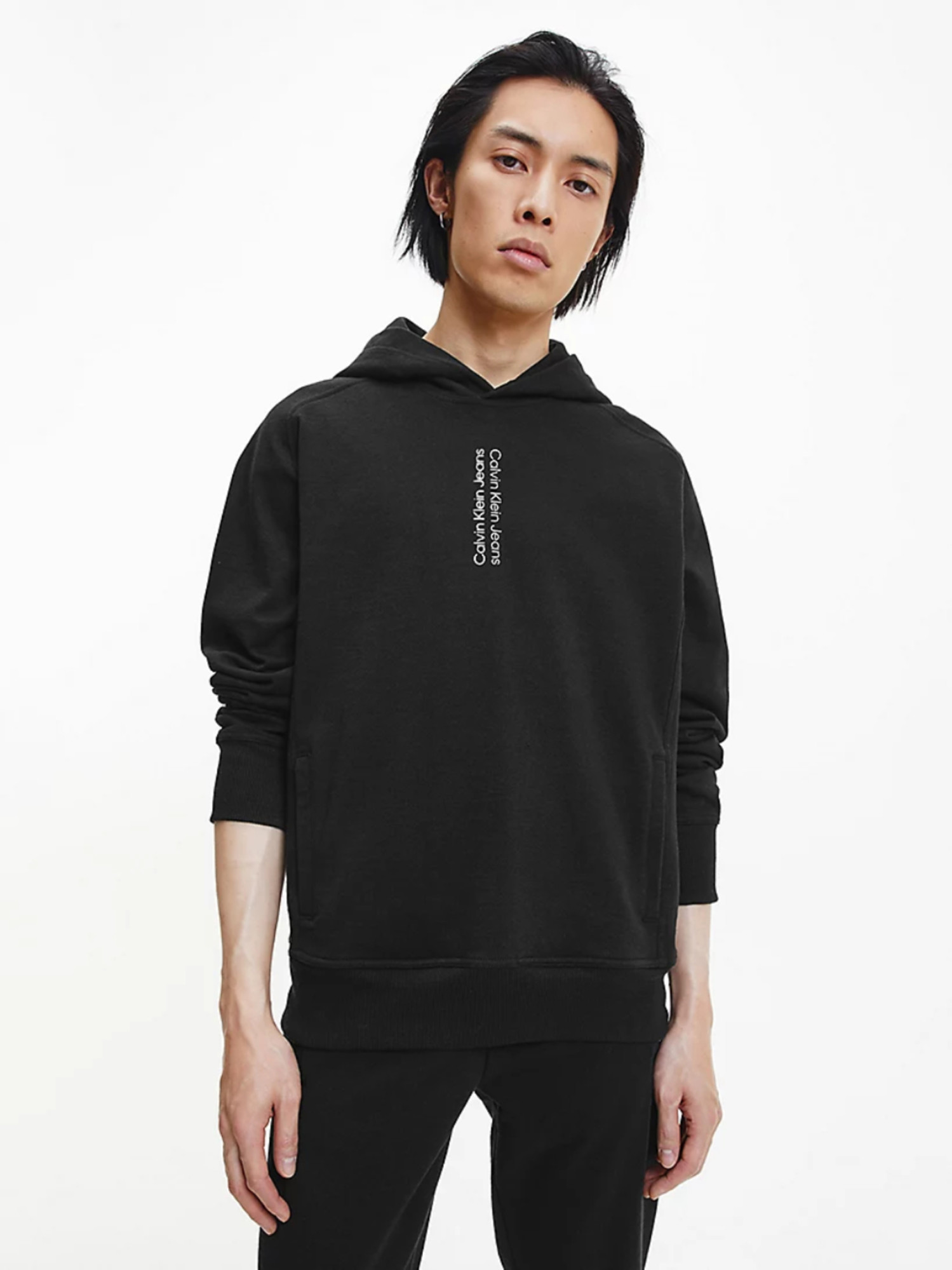 detail Calvin Klein pánská černá mikina