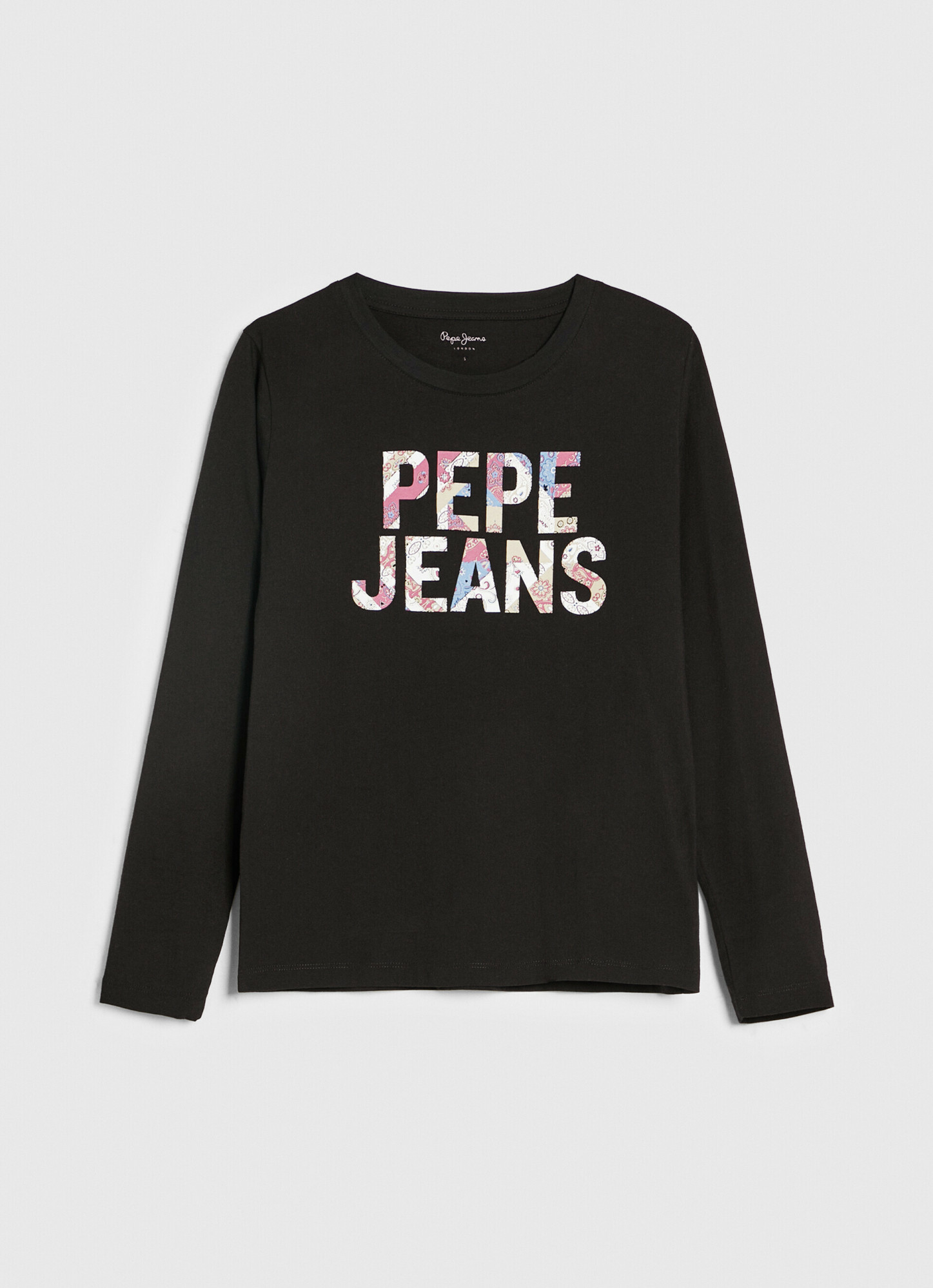 detail Pepe Jeans dámské černé tričko s potiskem LUNA