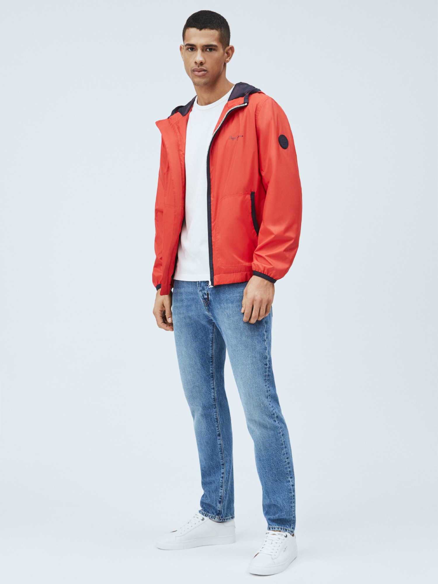 detail Pepe Jeans pánská červená bunda Robert