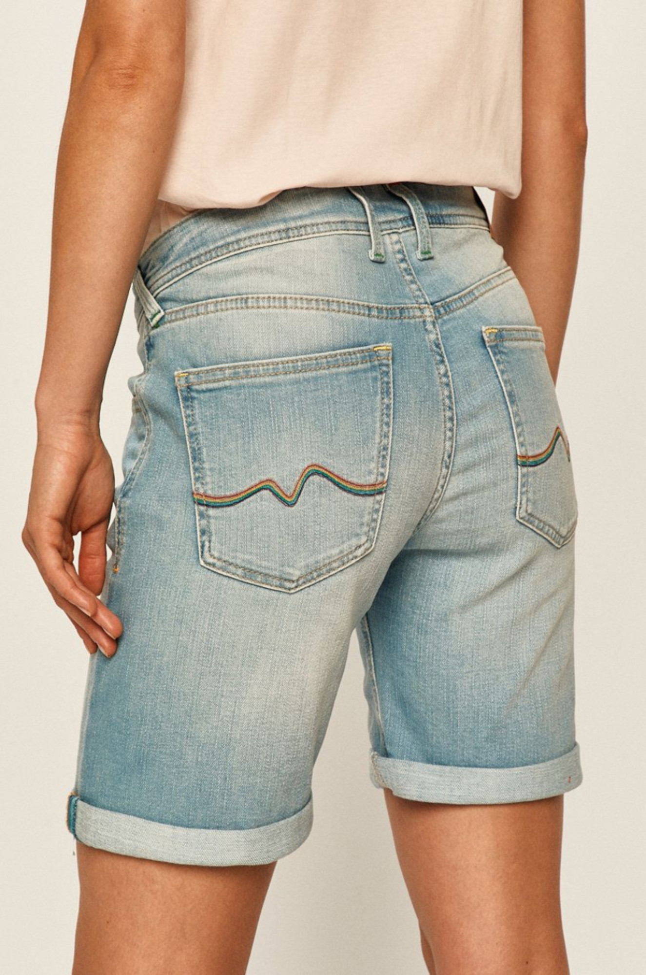 detail Pepe Jeans dámské modré šortky Poppy