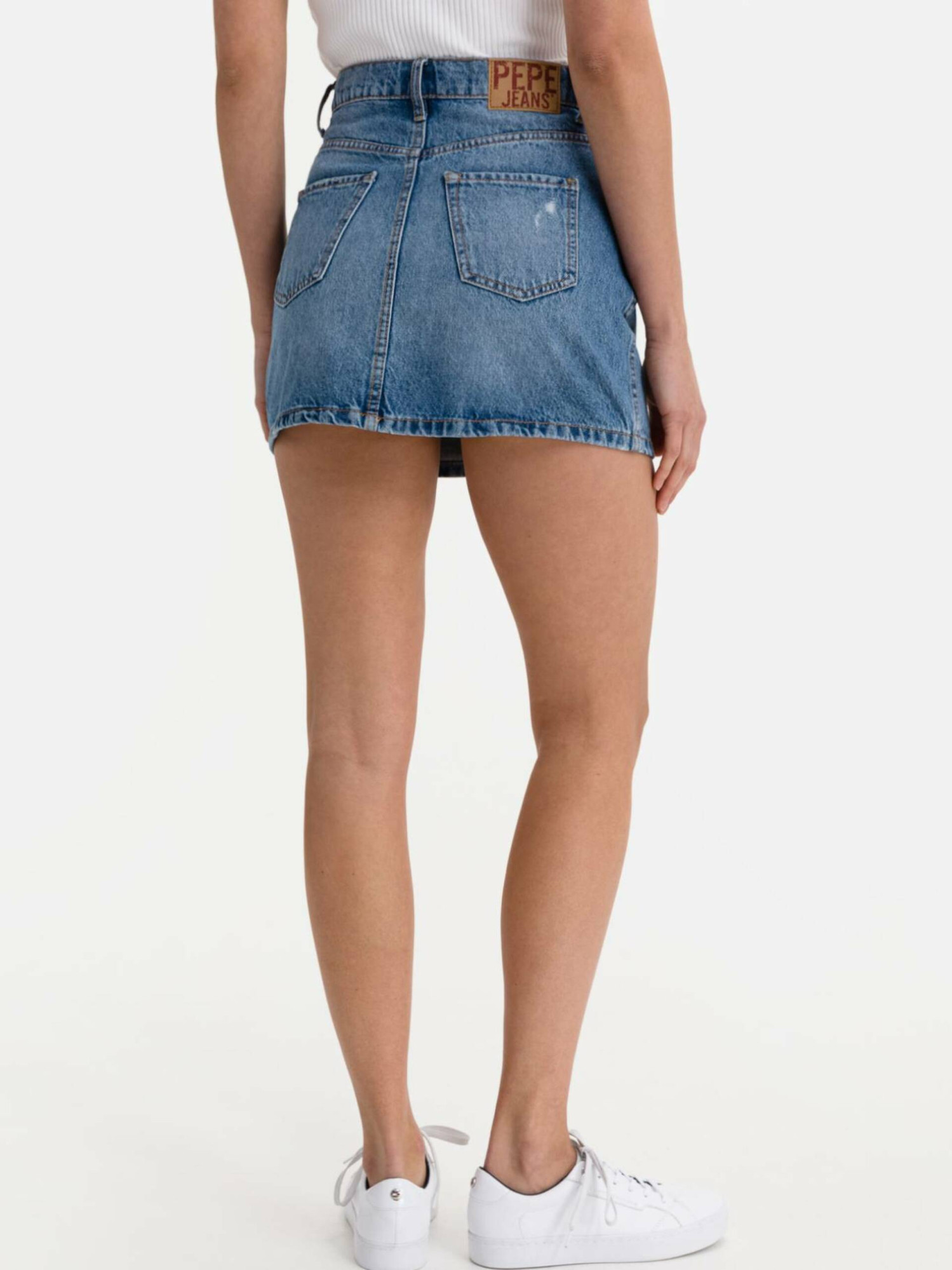 detail Pepe Jeans dámská modrá džínová sukně Rachel