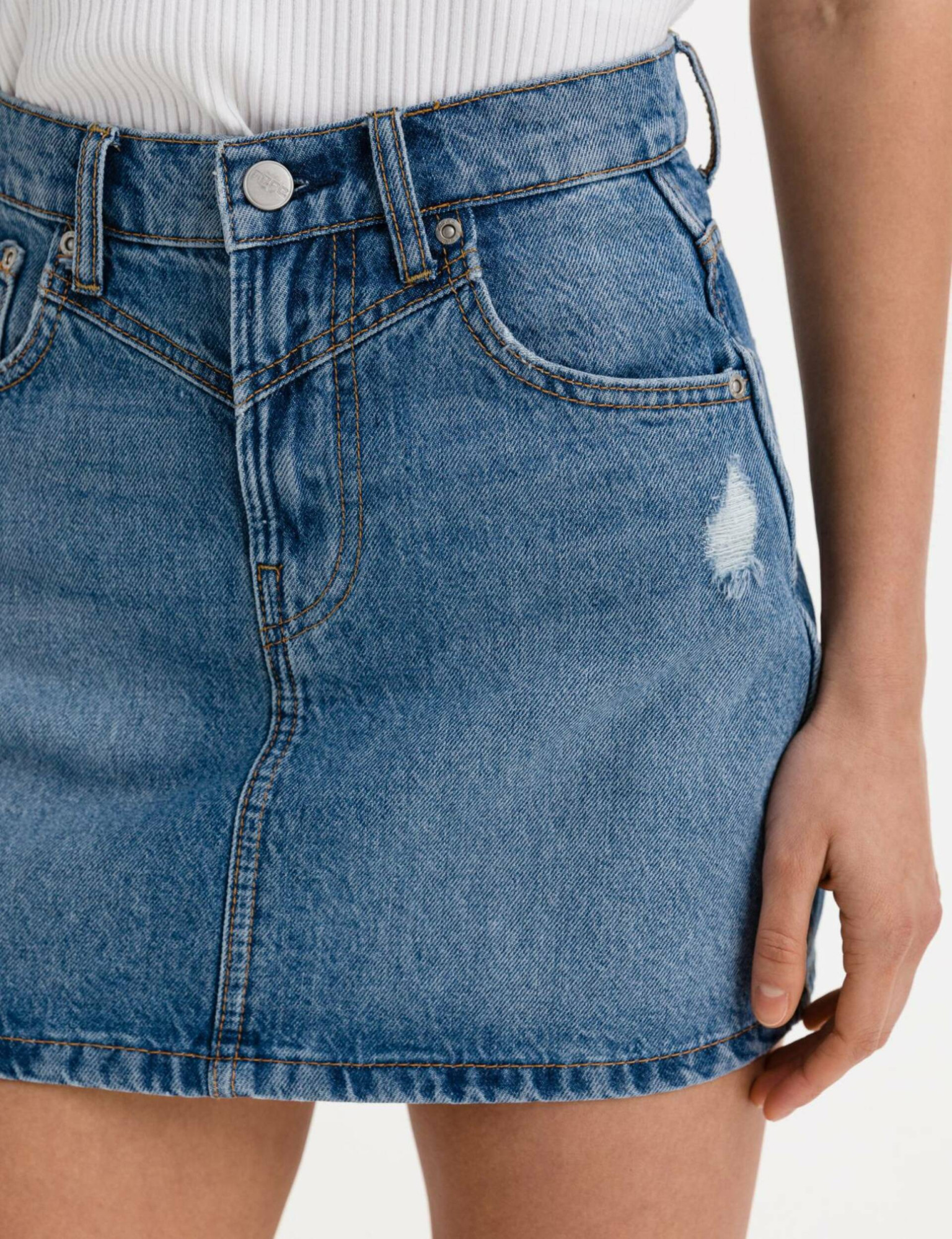 detail Pepe Jeans dámská modrá džínová sukně Rachel