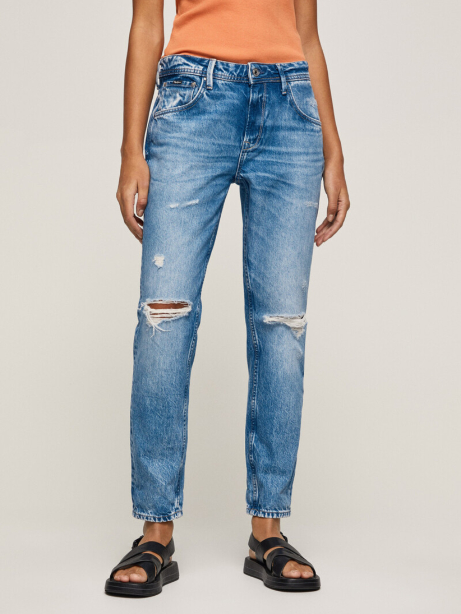 detail Pepe Jeans dámské modré džíny Violet