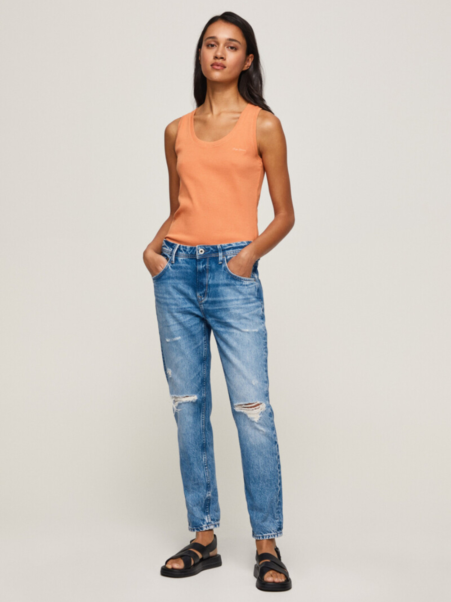 detail Pepe Jeans dámské modré džíny Violet