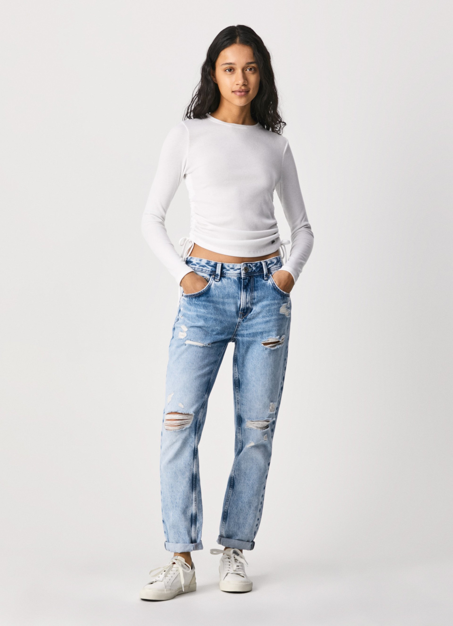 detail Pepe Jeans VIOLET kalhoty