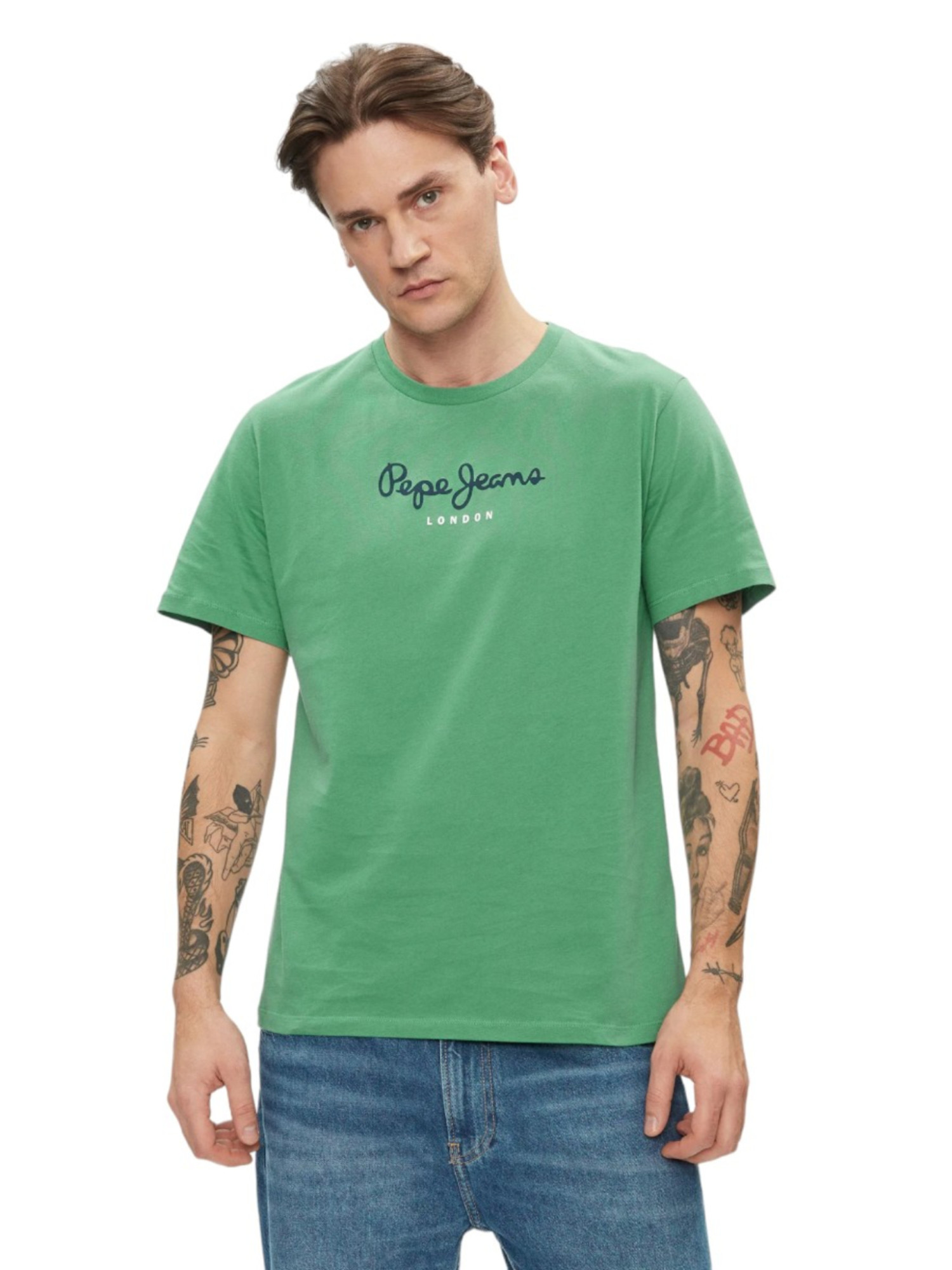 detail Pepe Jeans pánské zelené tričko