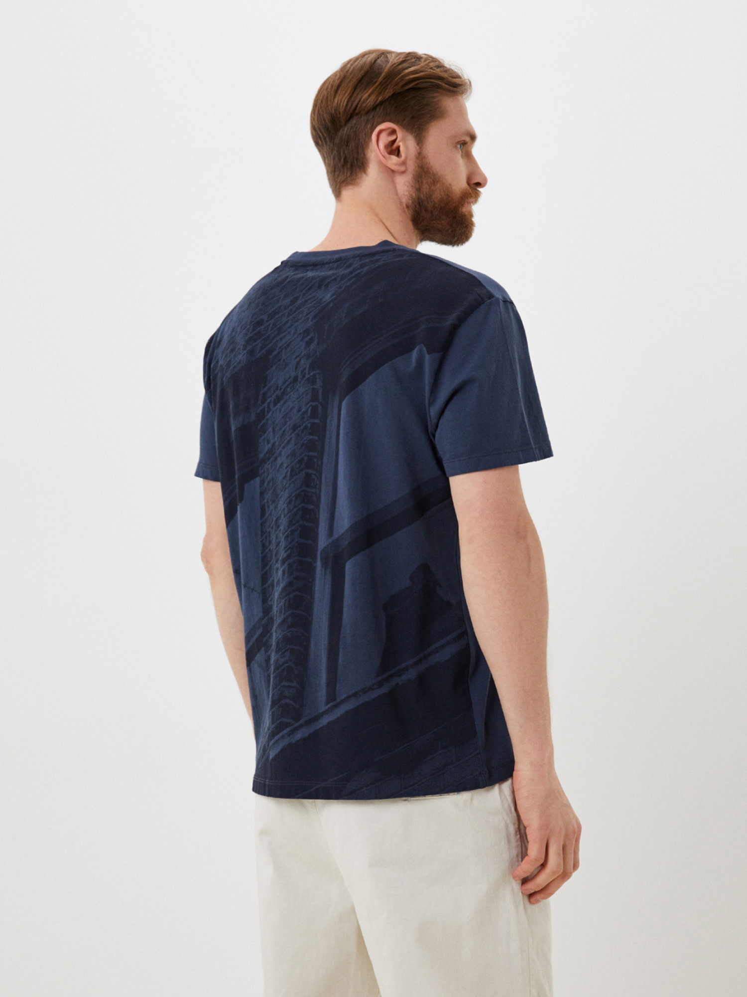 detail Pepe Jeans pánské modré tričko RAEVON