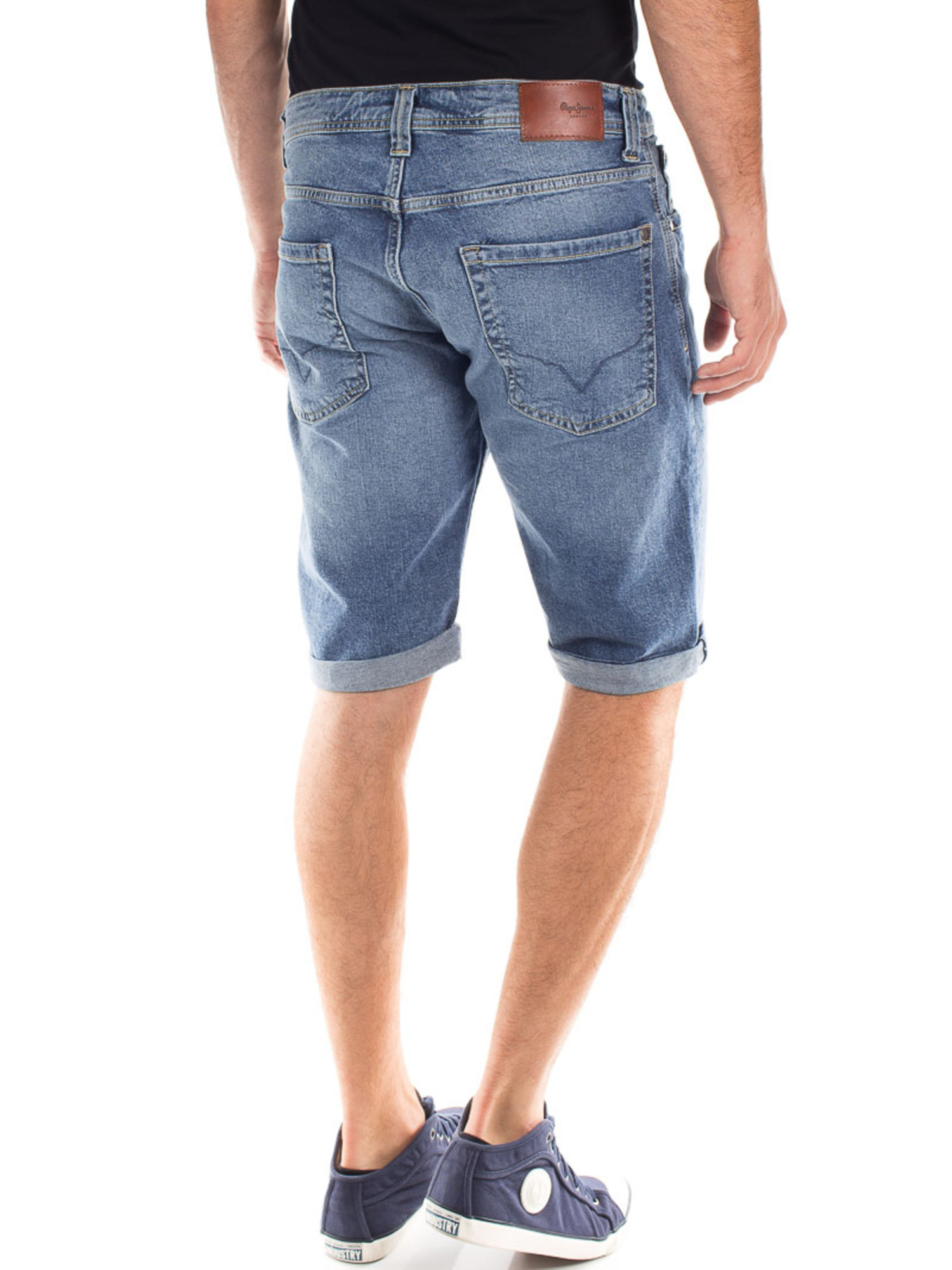 detail Pepe Jeans pánské modré džínové šortky