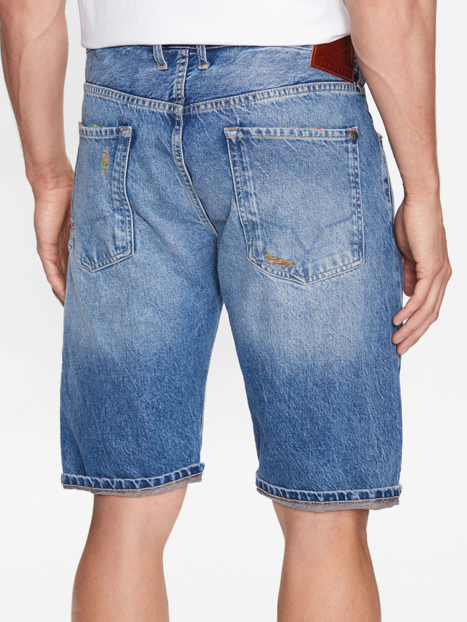 detail Pepe Jeans pánské modré džínové šortky