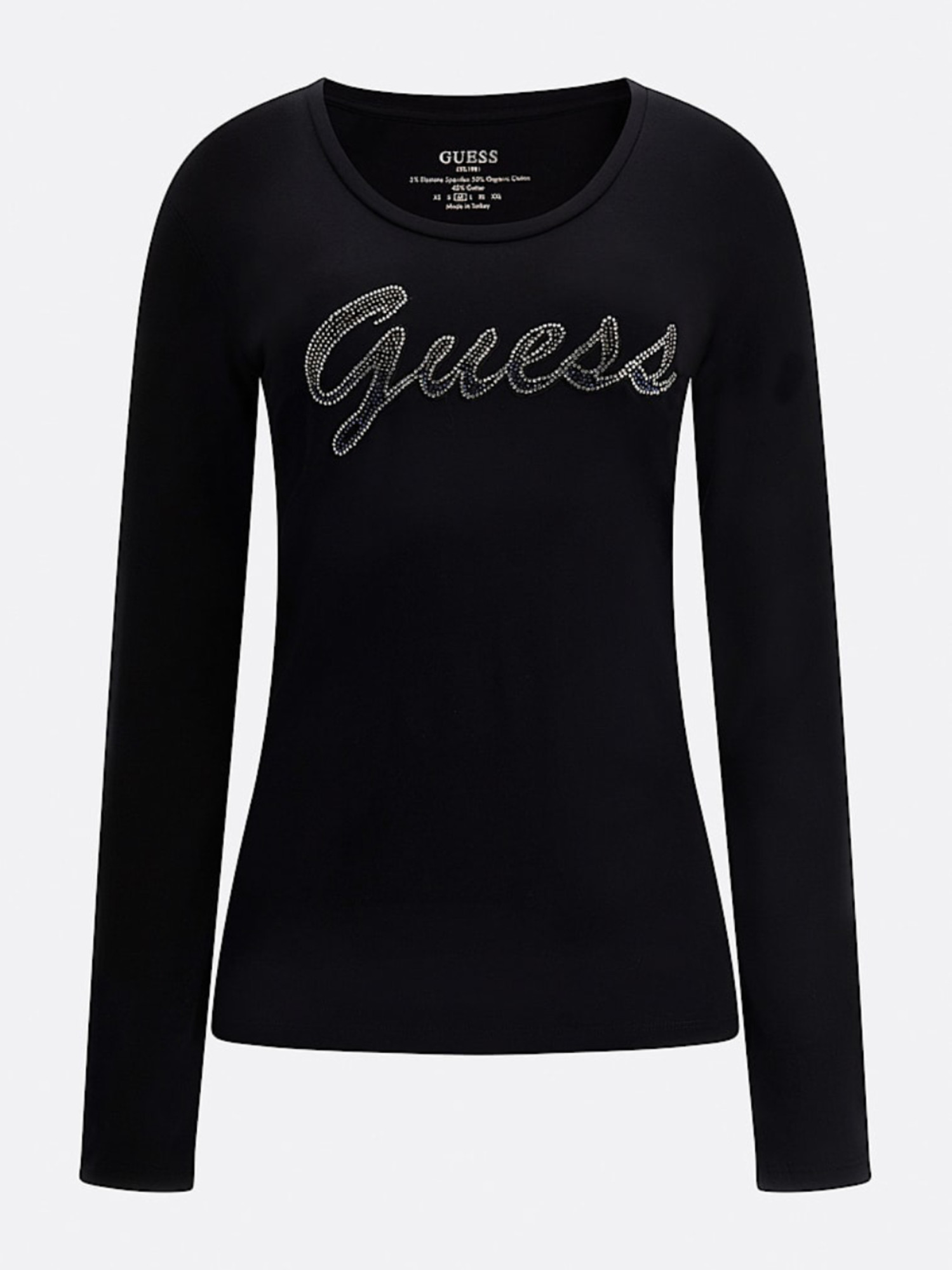 detail Guess dámské černé tričko s dlouhým rukávem