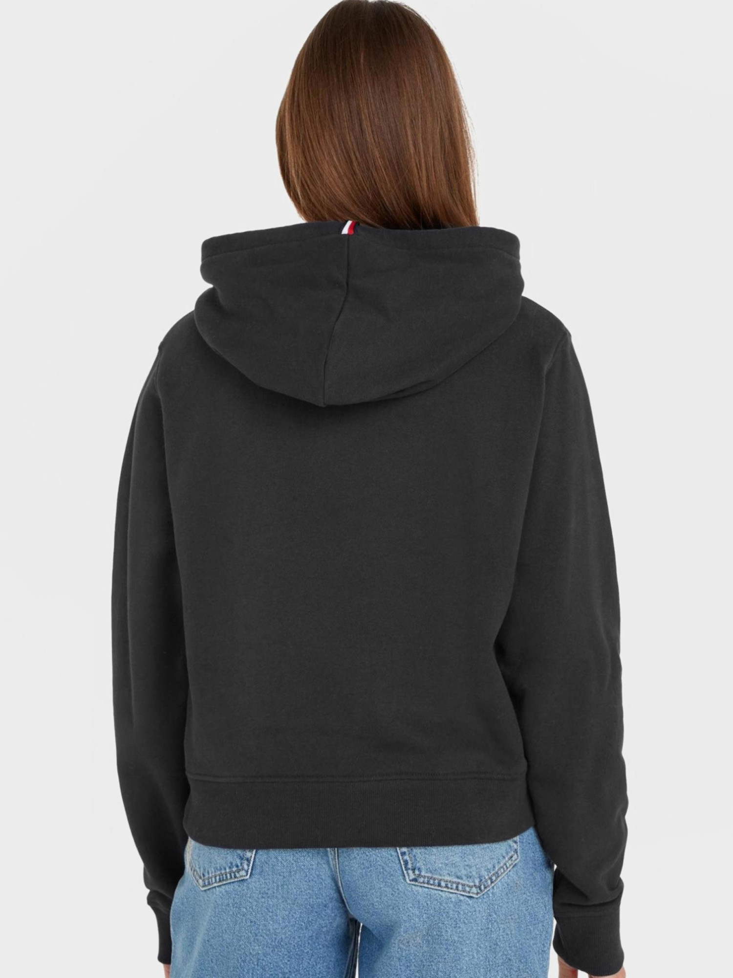 detail Tommy Hilfiger dámská černá mikina s kapucí