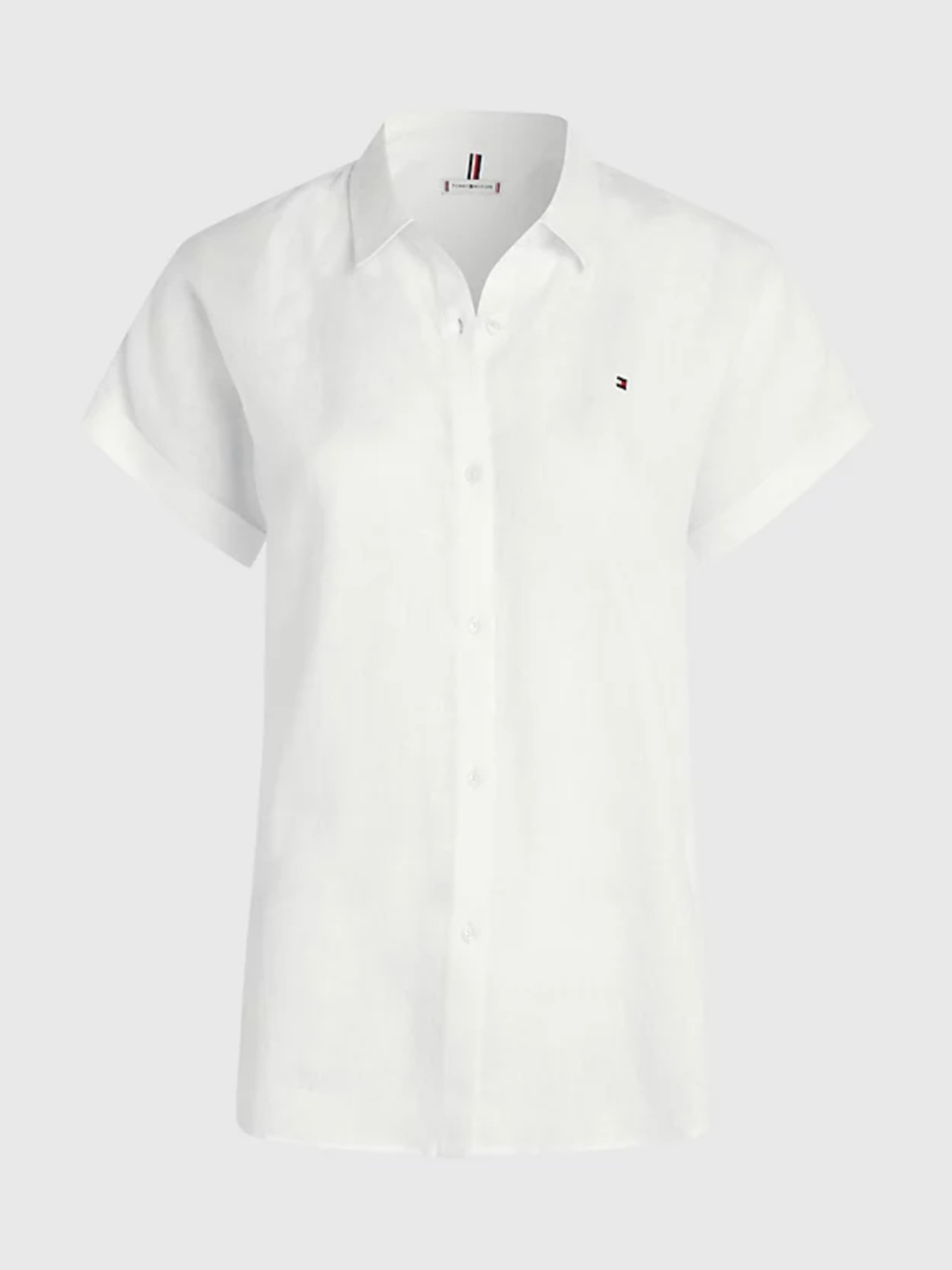detail Tommy Hilfiger dámská bílá lněná košile