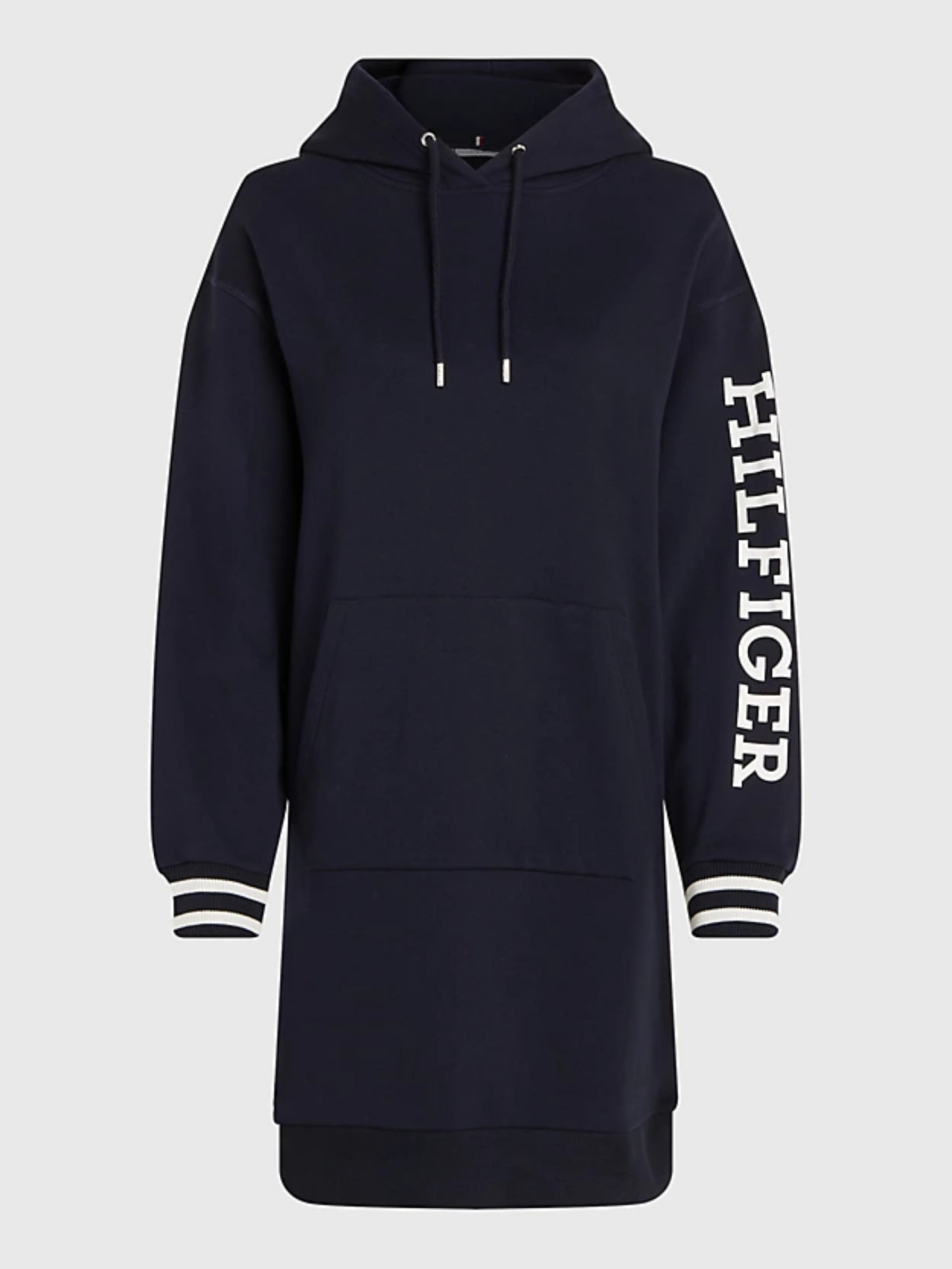 detail Tommy Hilfiger dámské tmavě modré mikinové šaty
