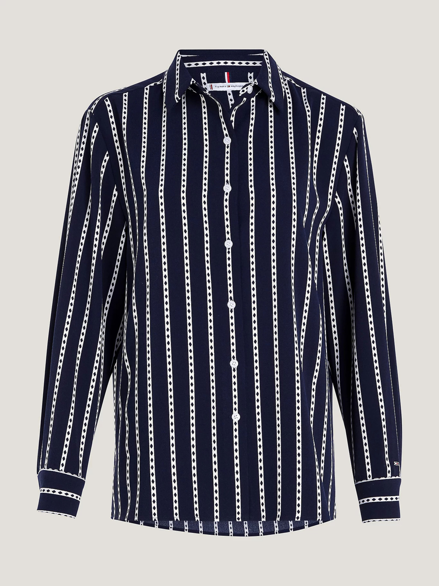 detail Tommy Hilfiger dámská tmavě modrá košile se vzorem