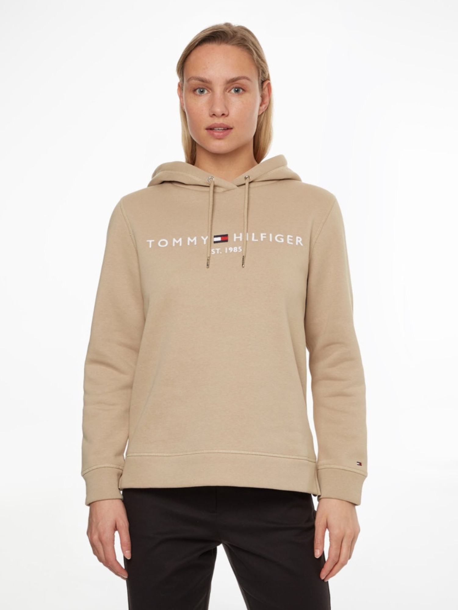 detail Tommy Hilfiger dámská béžová mikina Hoodie