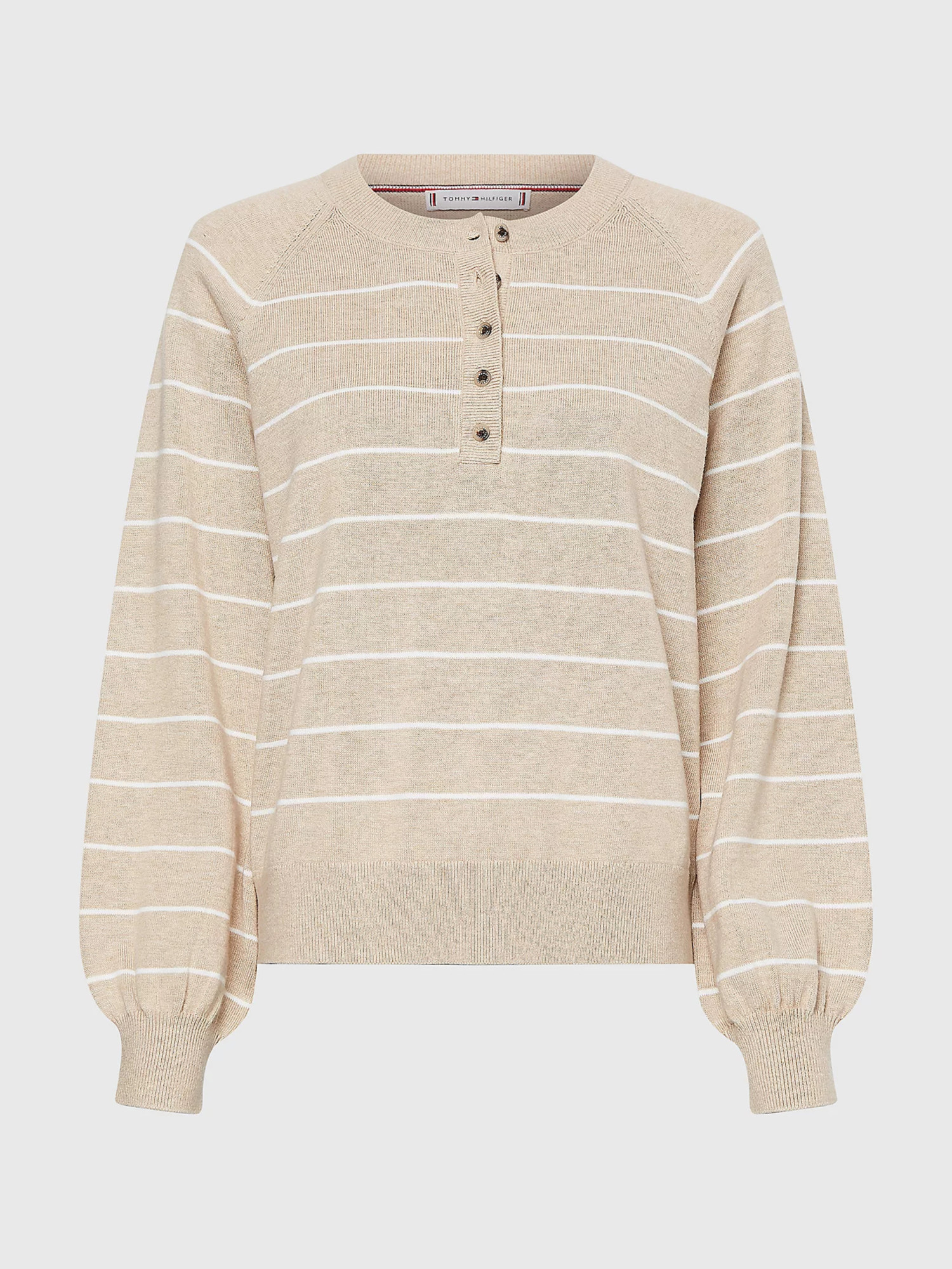 detail Tommy Hilfiger dámský krémový pruhovaný svetřík