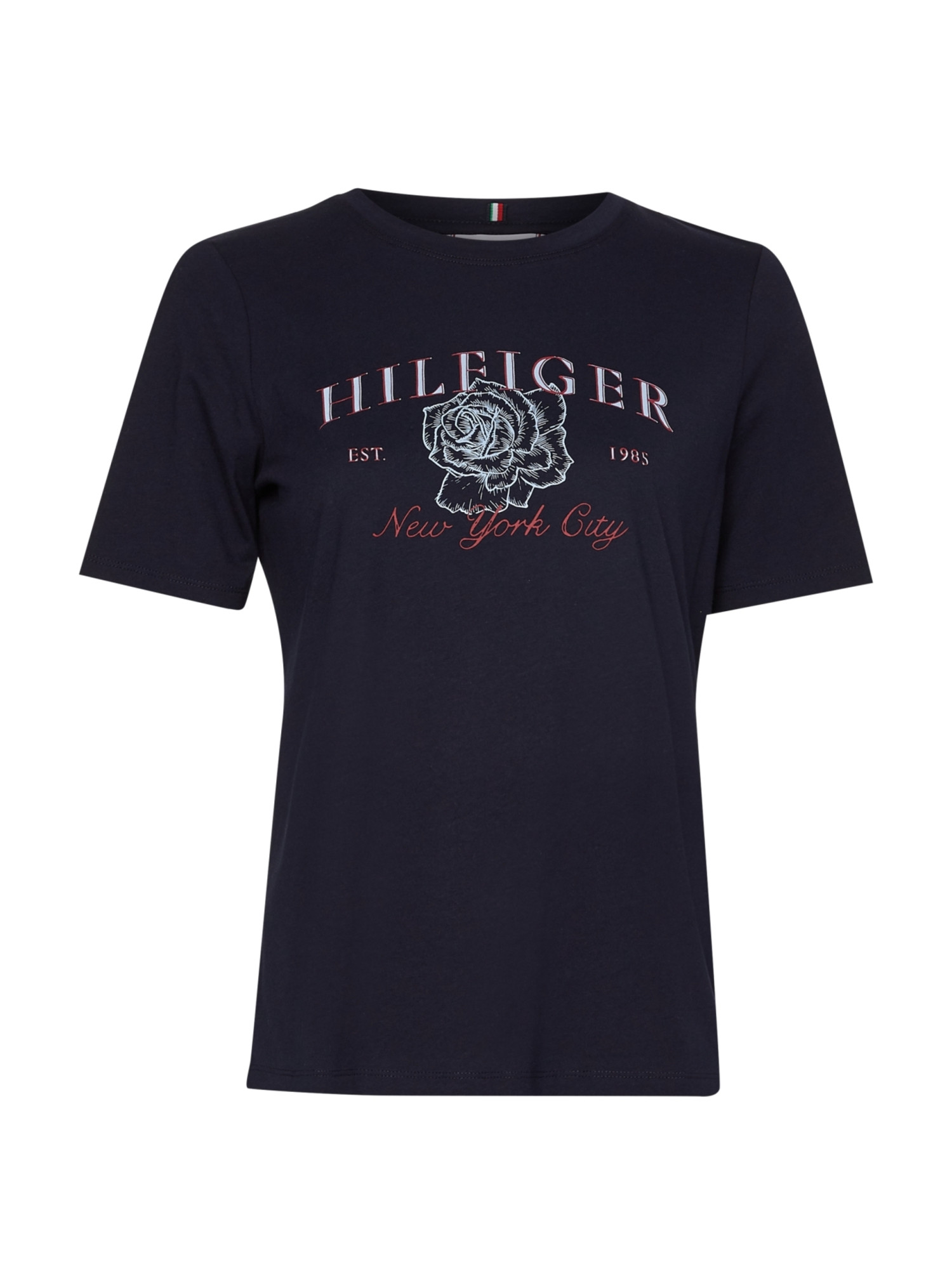 detail Tommy Hilfiger dámské tmavě modré tričko s potiskem