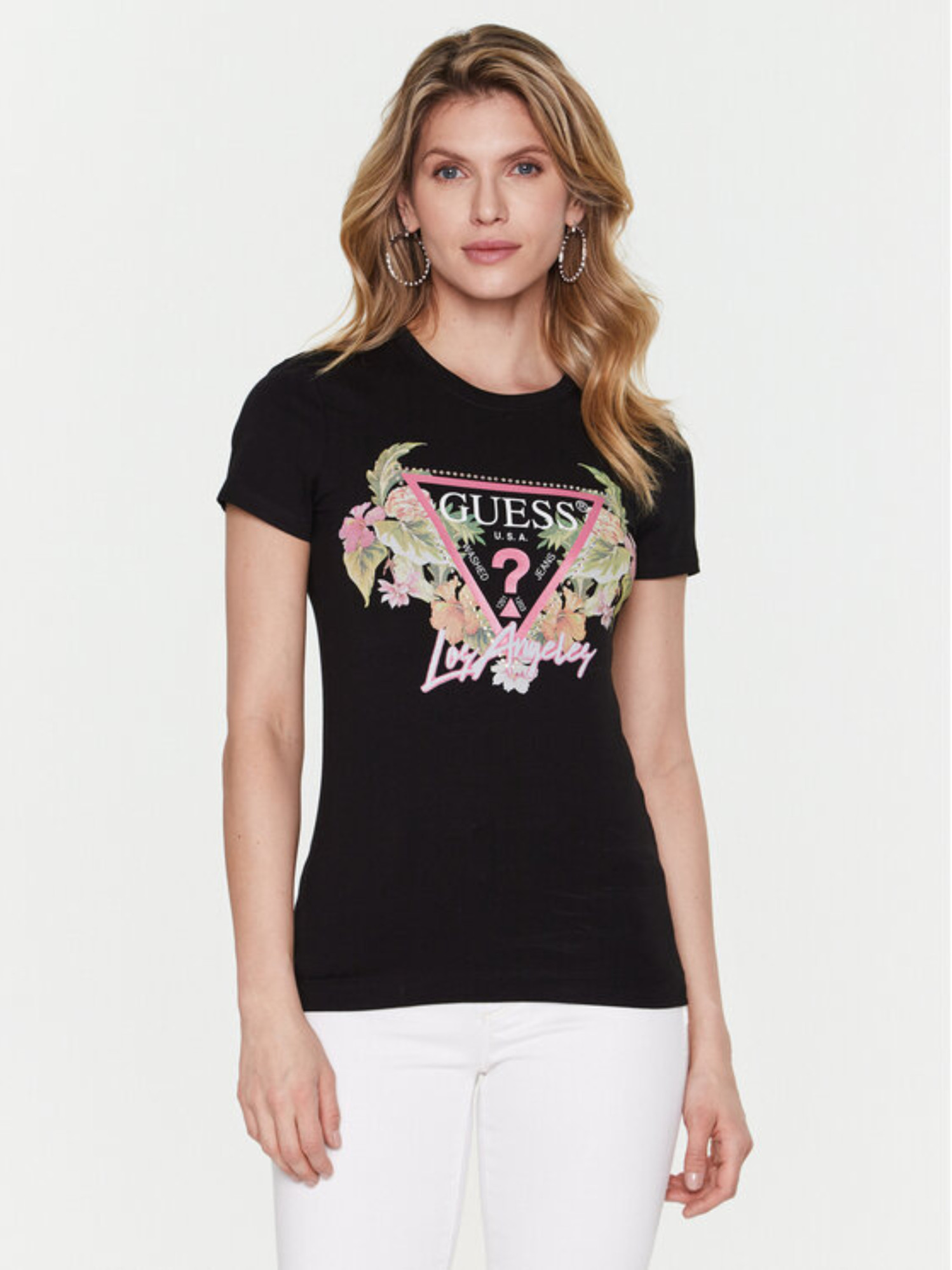 detail Guess dámské černé tričko