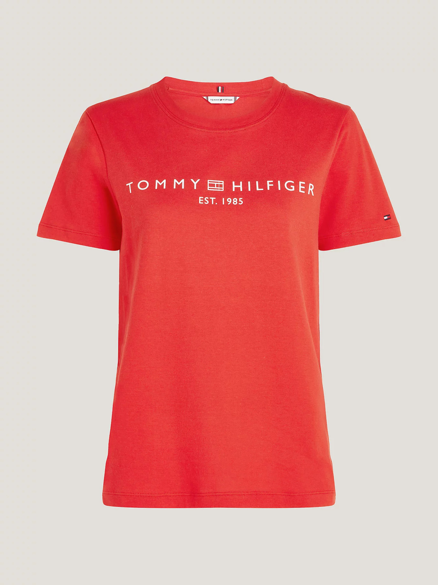 detail Tommy Hilfiger dámské červené tričko