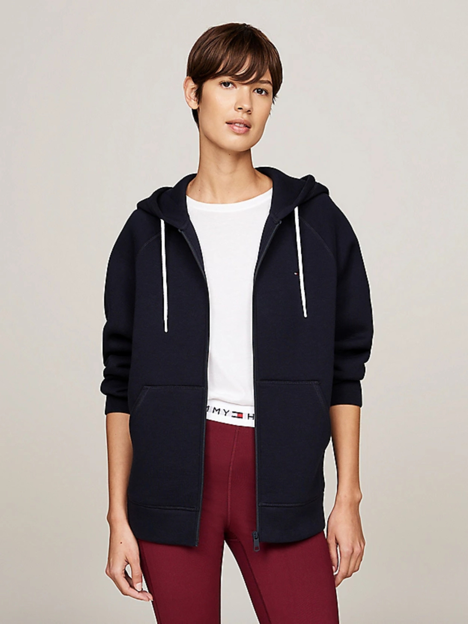 detail Tommy Hilfiger dámská tmavě modrá mikina na zip