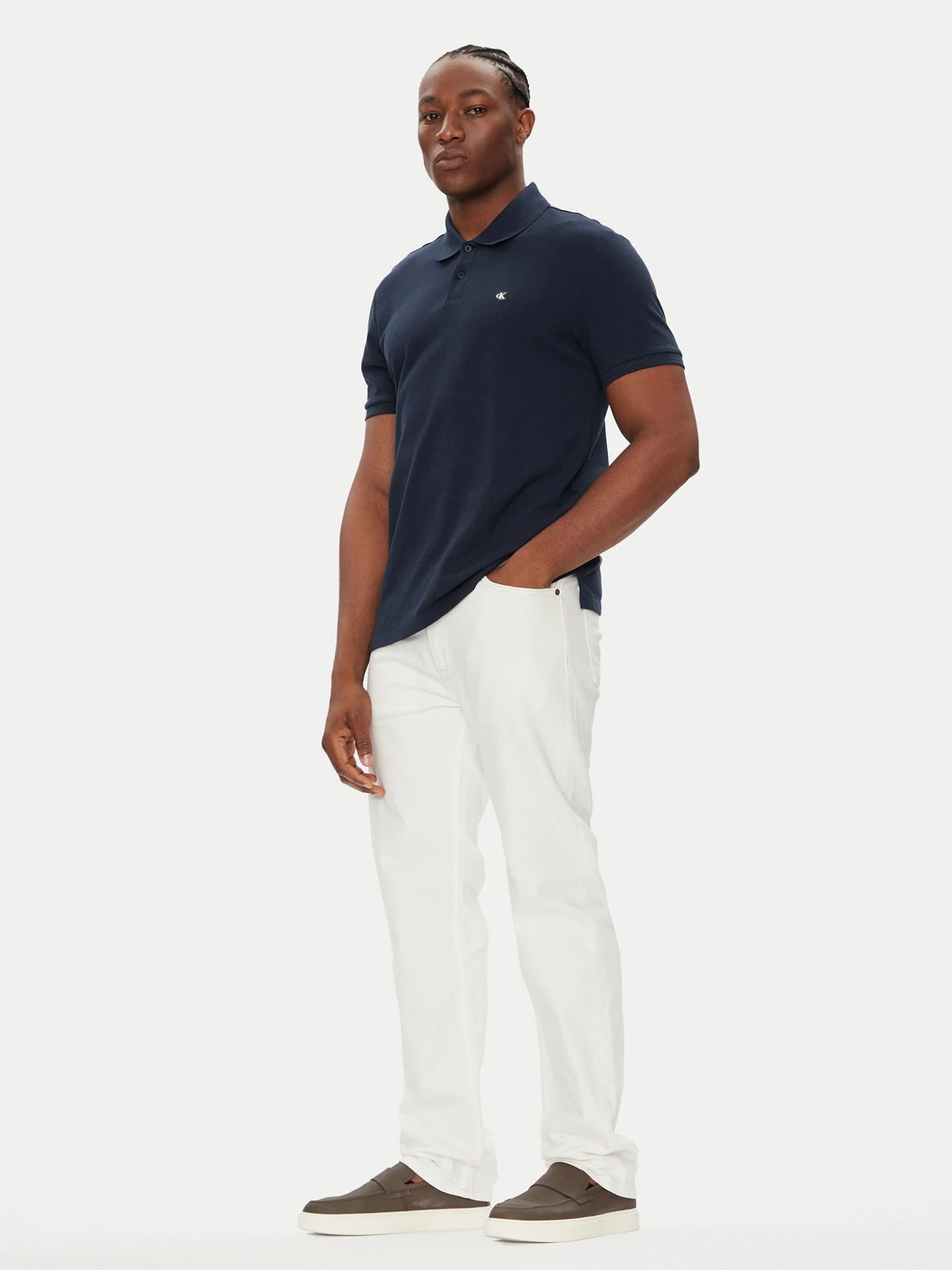 detail   Calvin Klein pánské tmavě modré polo tričko