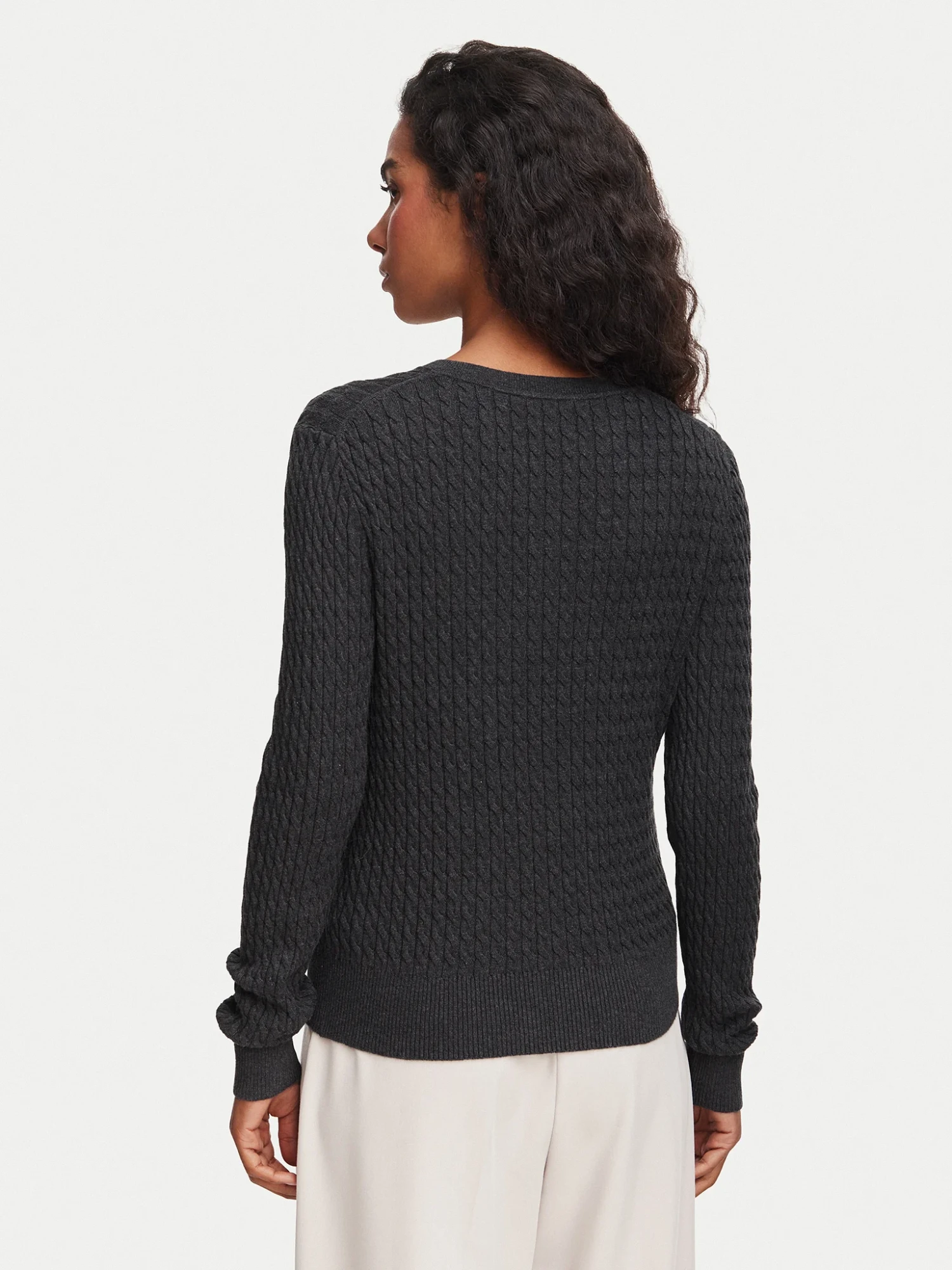 detail Tommy Hilfiger dámský tmavě šedý svetr