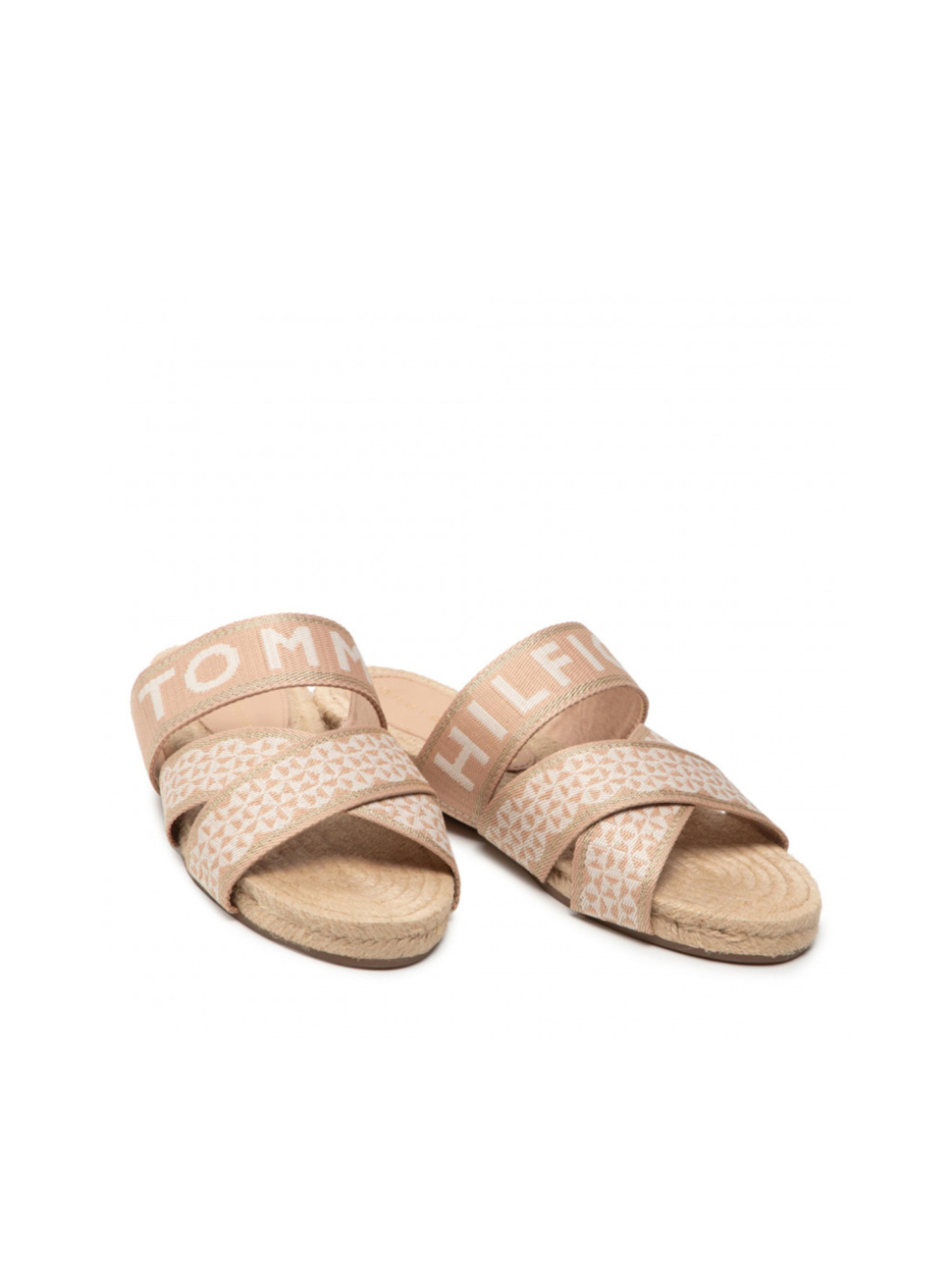 detail Tommy Hilfiger dámské krémové pantofle